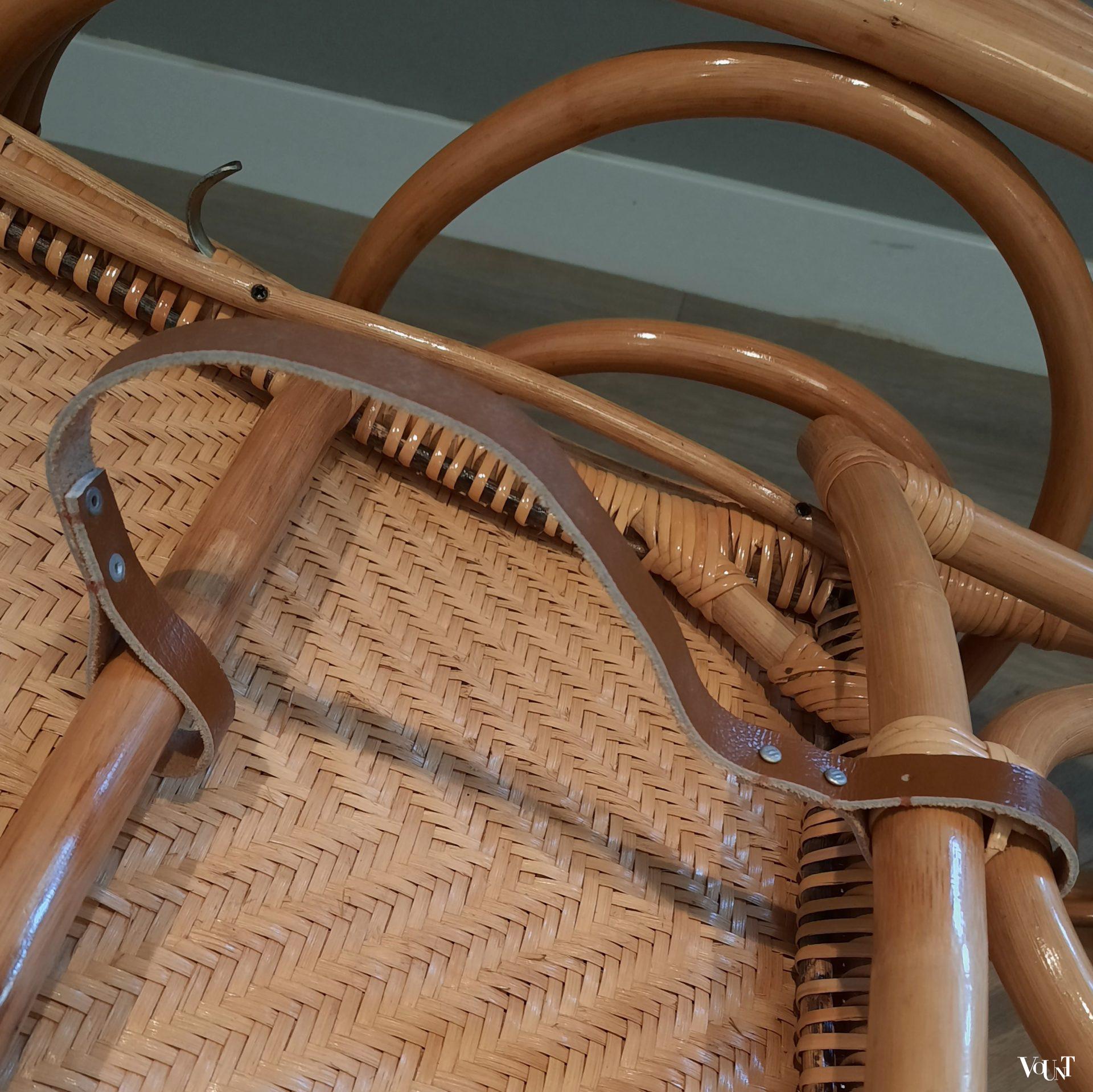 Vintage rotan lounge stoel met voetenbank