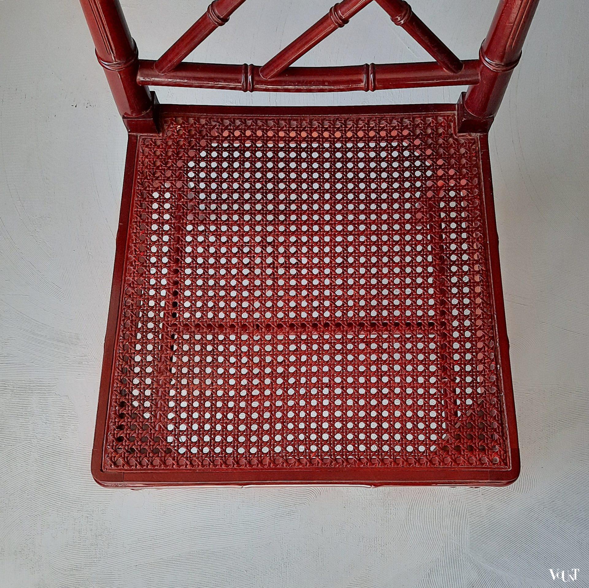 Vintage faux bamboo Chippendale stoel (roodbruin)