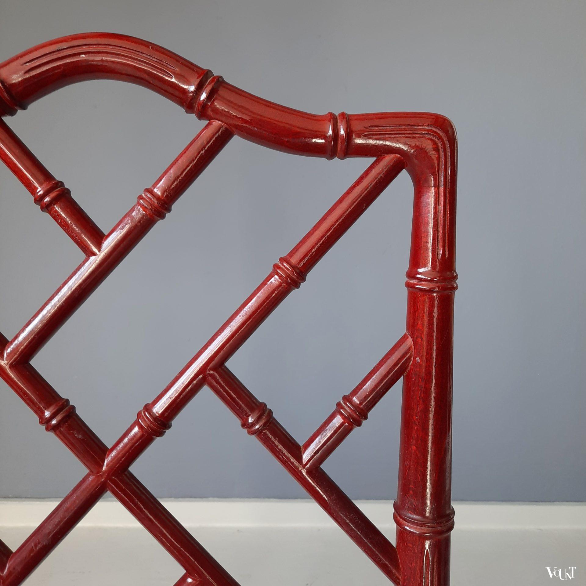 Vintage faux bamboo Chippendale stoel (roodbruin)