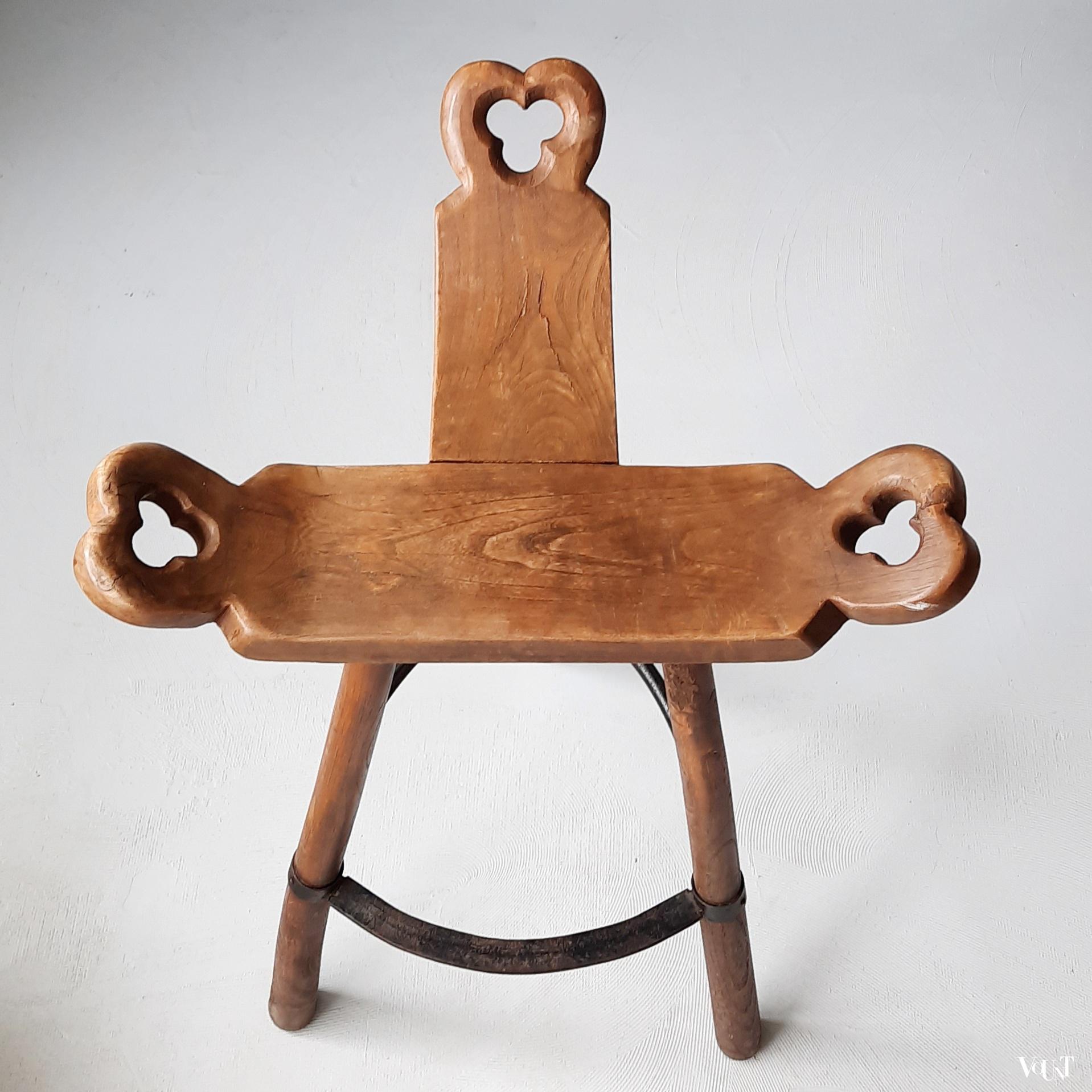 Set van 3 houten Spaanse barkrukken, jaren '60