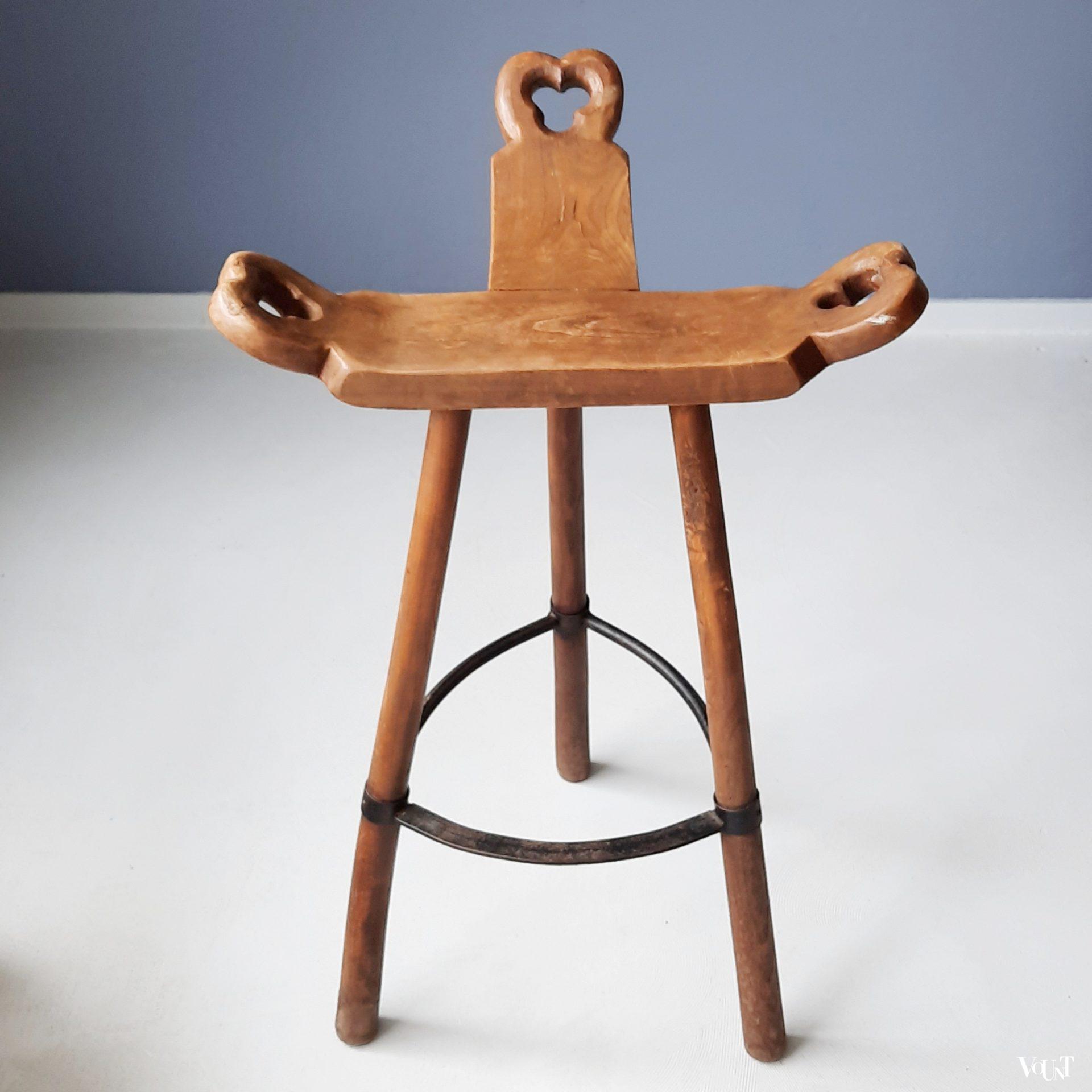 Set van 3 houten Spaanse barkrukken, jaren '60