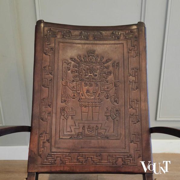 Leren opklapbare stoel, Angel Pazmino voor Muebles de Estilo, jaren '60