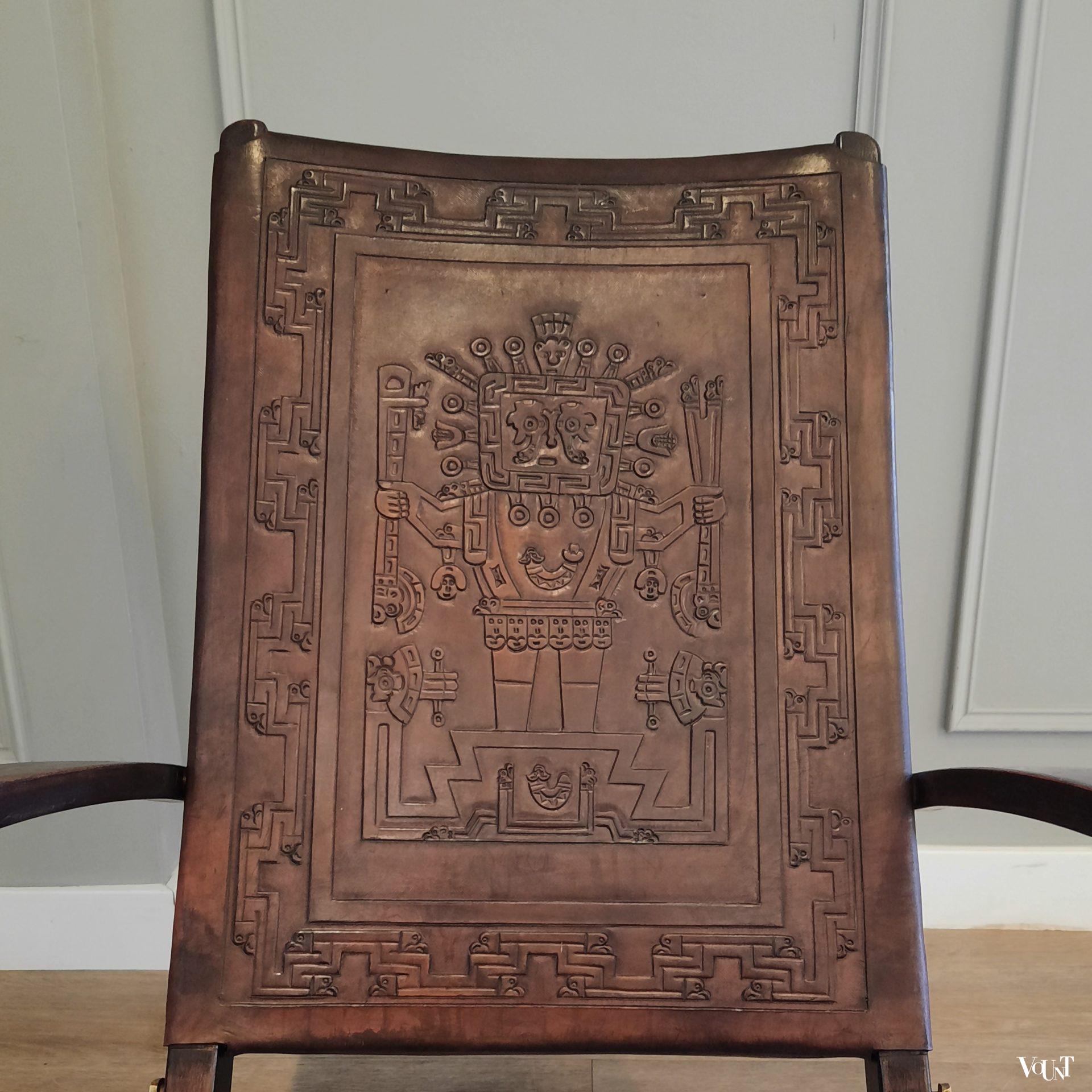 Leren opklapbare stoel, Angel Pazmino voor Muebles de Estilo, jaren '60