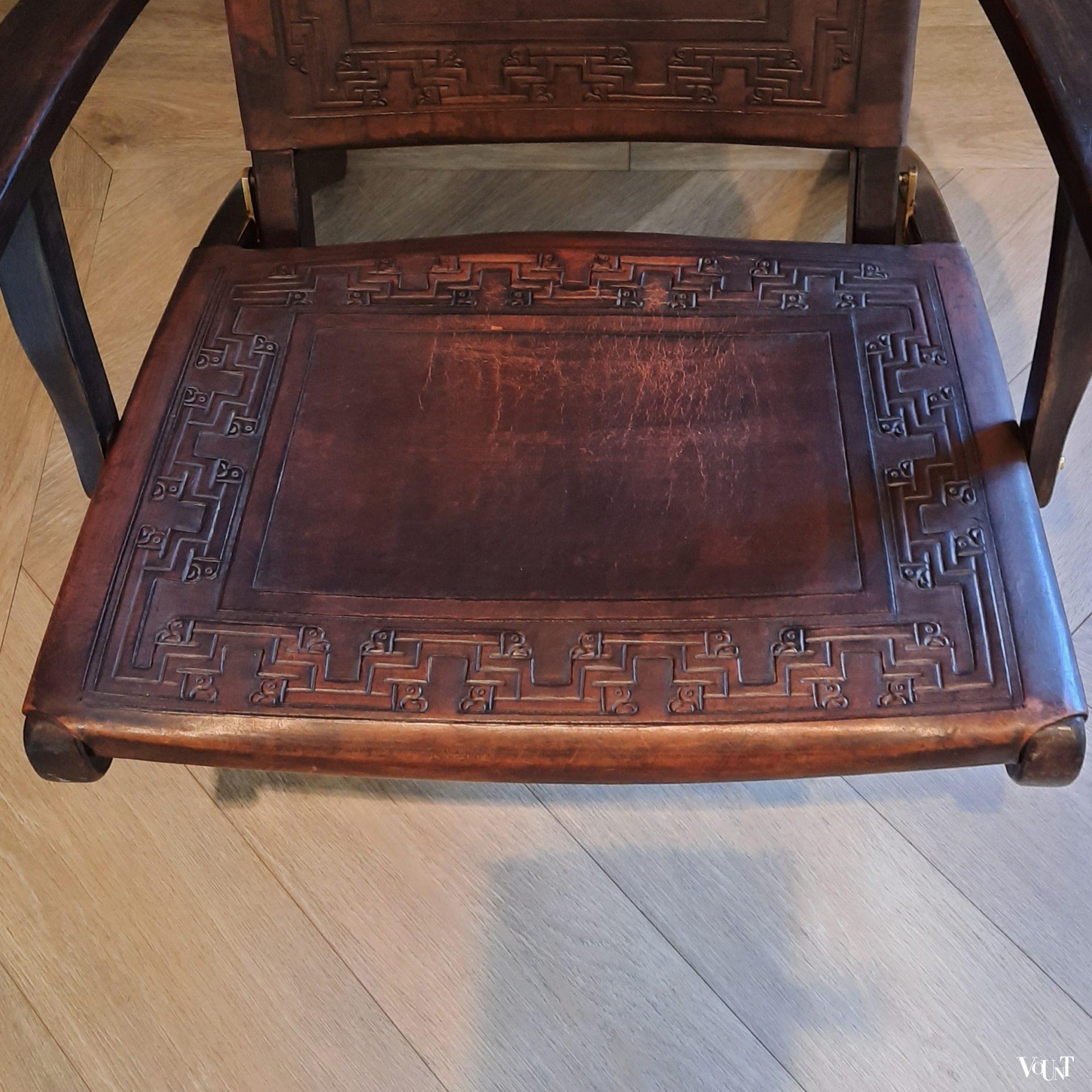 Leren opklapbare stoel, Angel Pazmino voor Muebles de Estilo, jaren '60