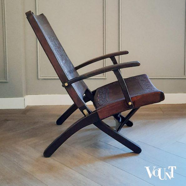 Leren opklapbare stoel, Angel Pazmino voor Muebles de Estilo, jaren '60