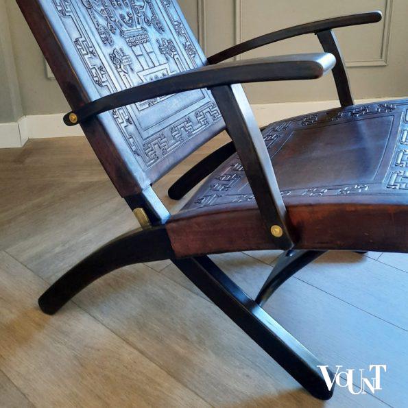 Leren opklapbare stoel, Angel Pazmino voor Muebles de Estilo, jaren '60