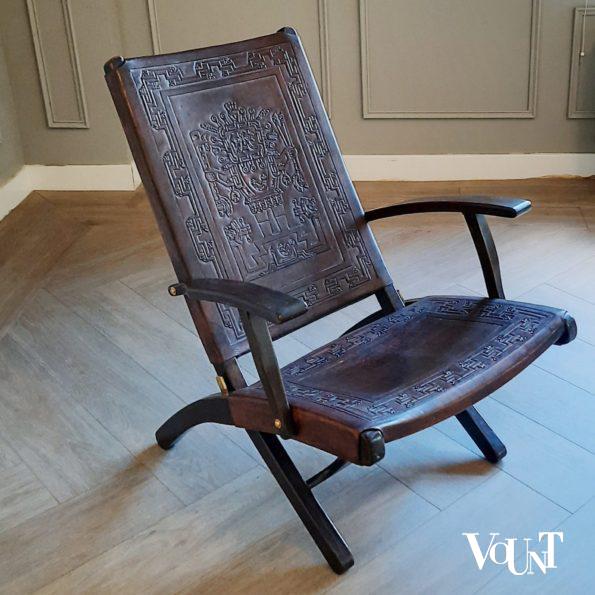 Leren opklapbare stoel, Angel Pazmino voor Muebles de Estilo, jaren '60