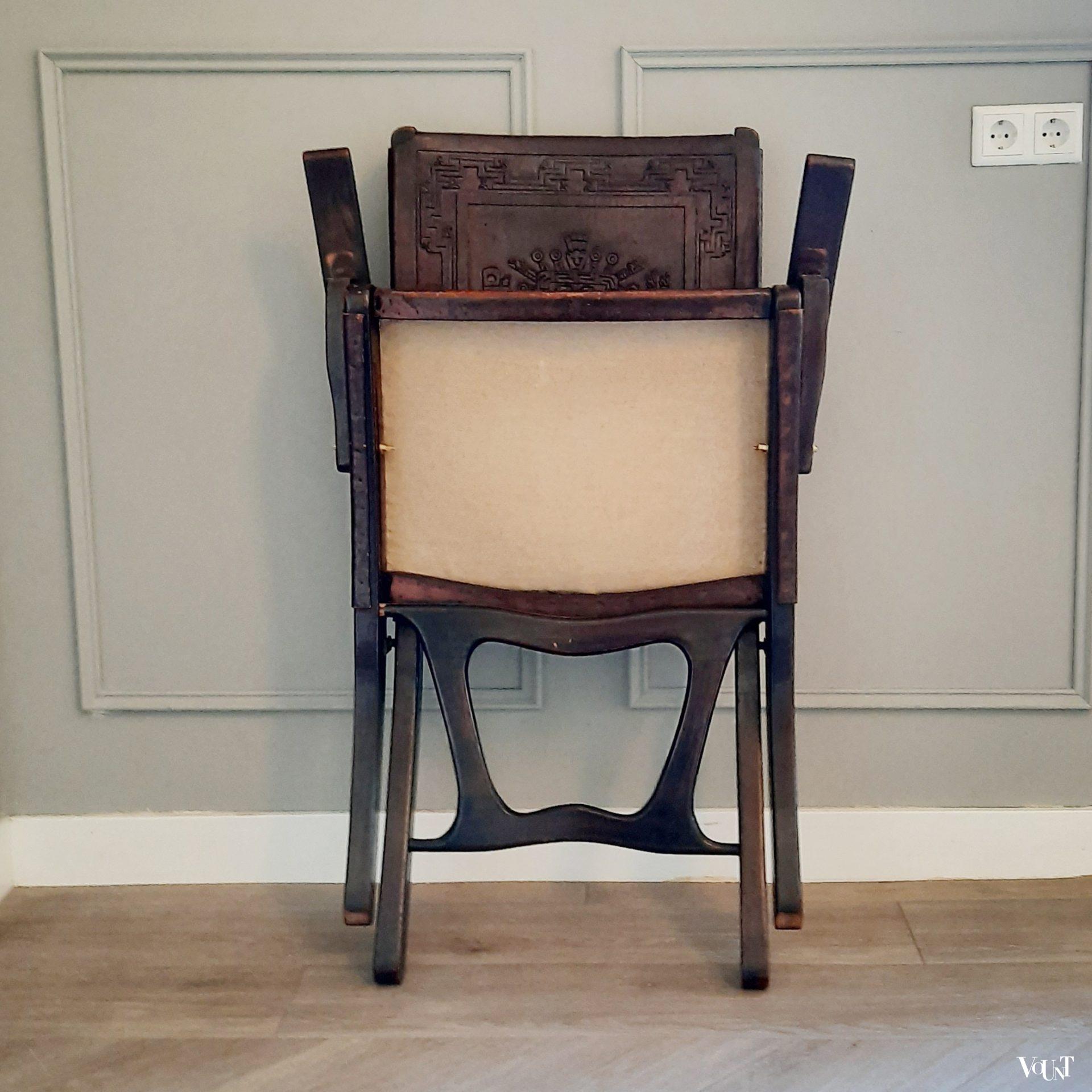 Leren opklapbare stoel, Angel Pazmino voor Muebles de Estilo, jaren '60