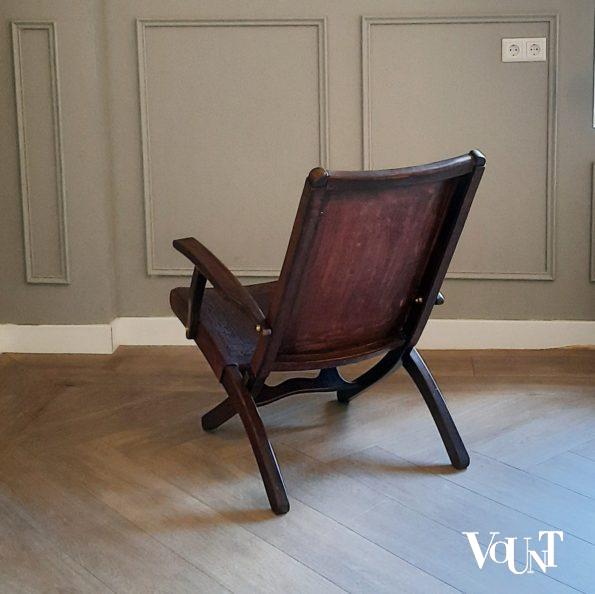 Leren opklapbare stoel, Angel Pazmino voor Muebles de Estilo, jaren '60