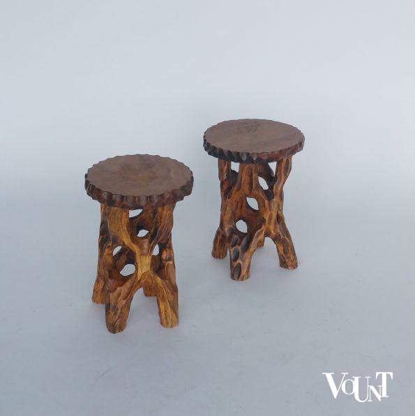 Set van 2 vintage organische houten bijzettafeltjes
