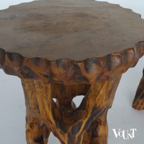 Set van 2 vintage organische houten bijzettafeltjes