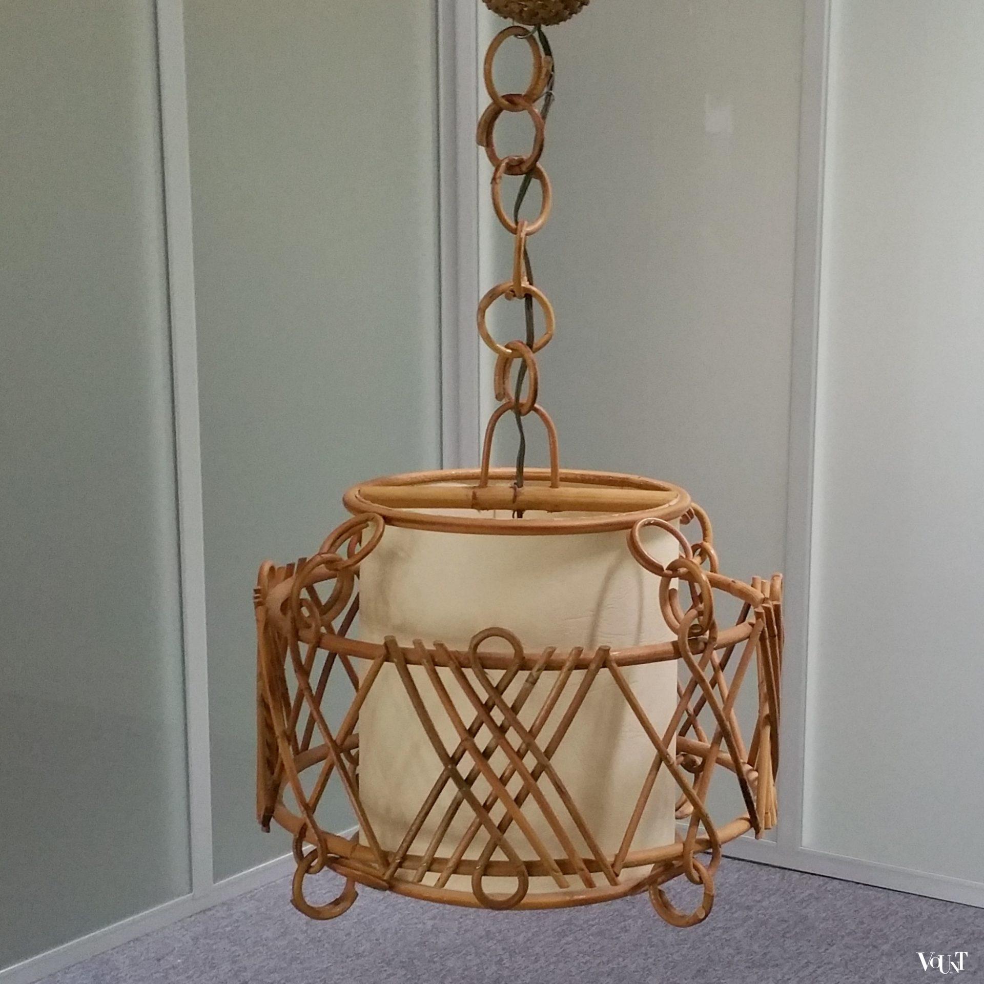 Franse rotan hanglamp, jaren '50/'60