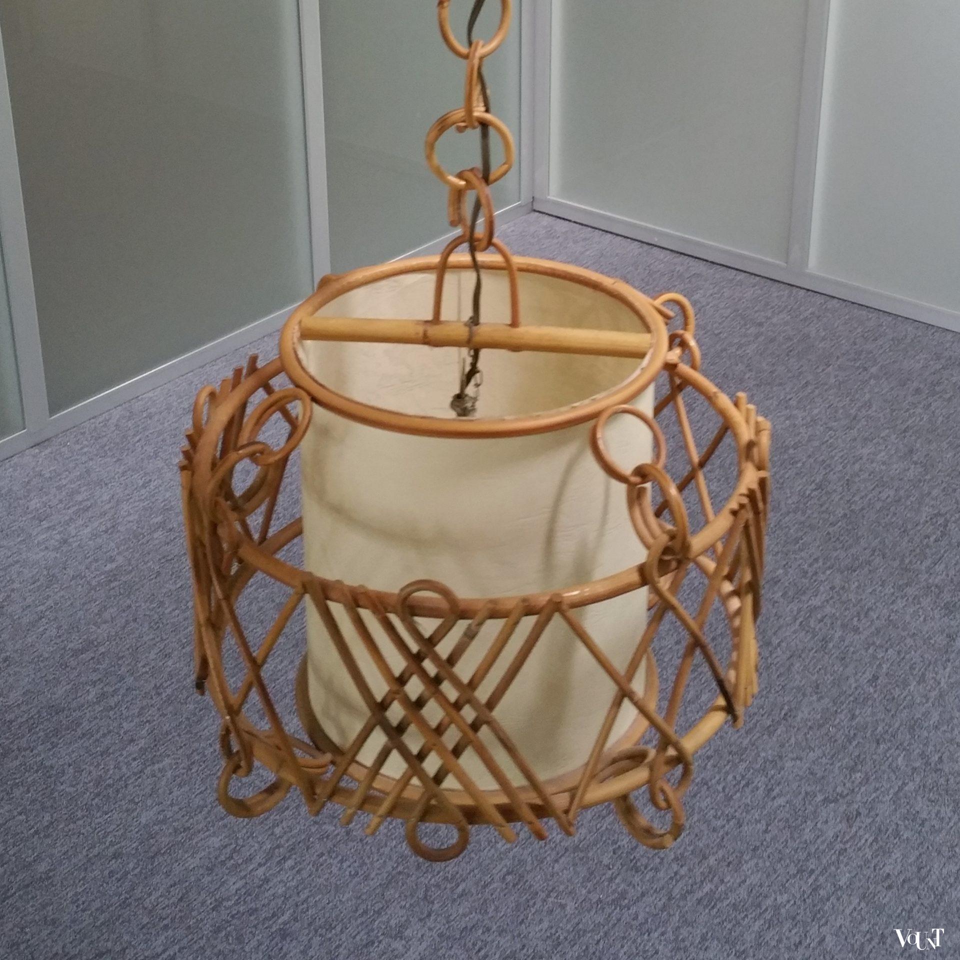 Franse rotan hanglamp, jaren '50/'60