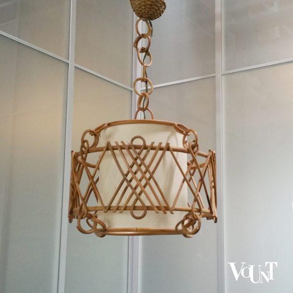 Franse rotan hanglamp, jaren '50/'60