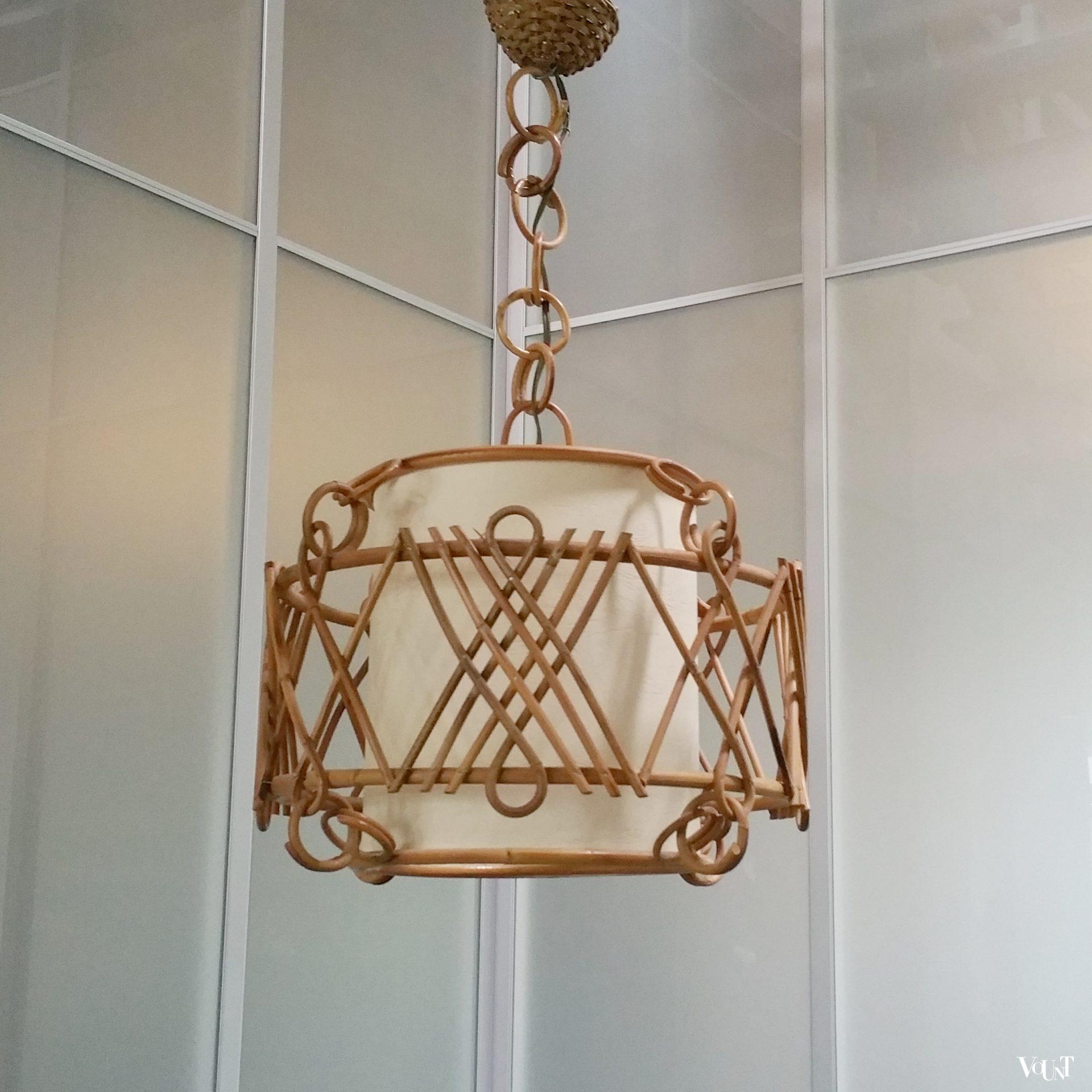 Franse rotan hanglamp, jaren '50/'60