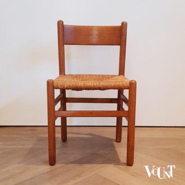 Set van 2 eettafelstoelen met biezen zitting, J.W. van Heuvel voor Ad Vorm, jaren '60