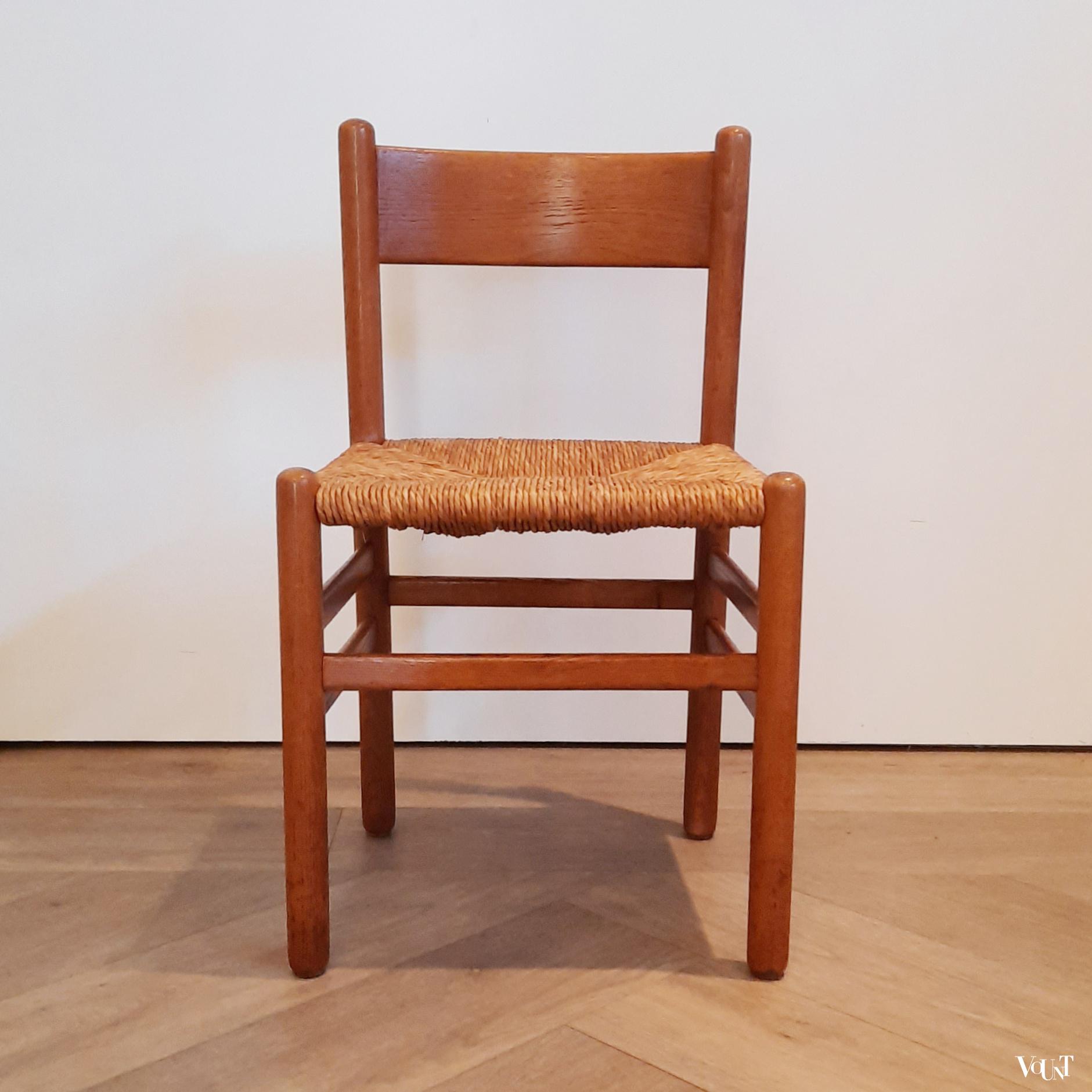 Set van 2 eettafelstoelen met biezen zitting, J.W. van Heuvel voor Ad Vorm, jaren '60