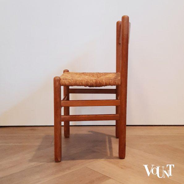 Set van 2 eettafelstoelen met biezen zitting, J.W. van Heuvel voor Ad Vorm, jaren '60