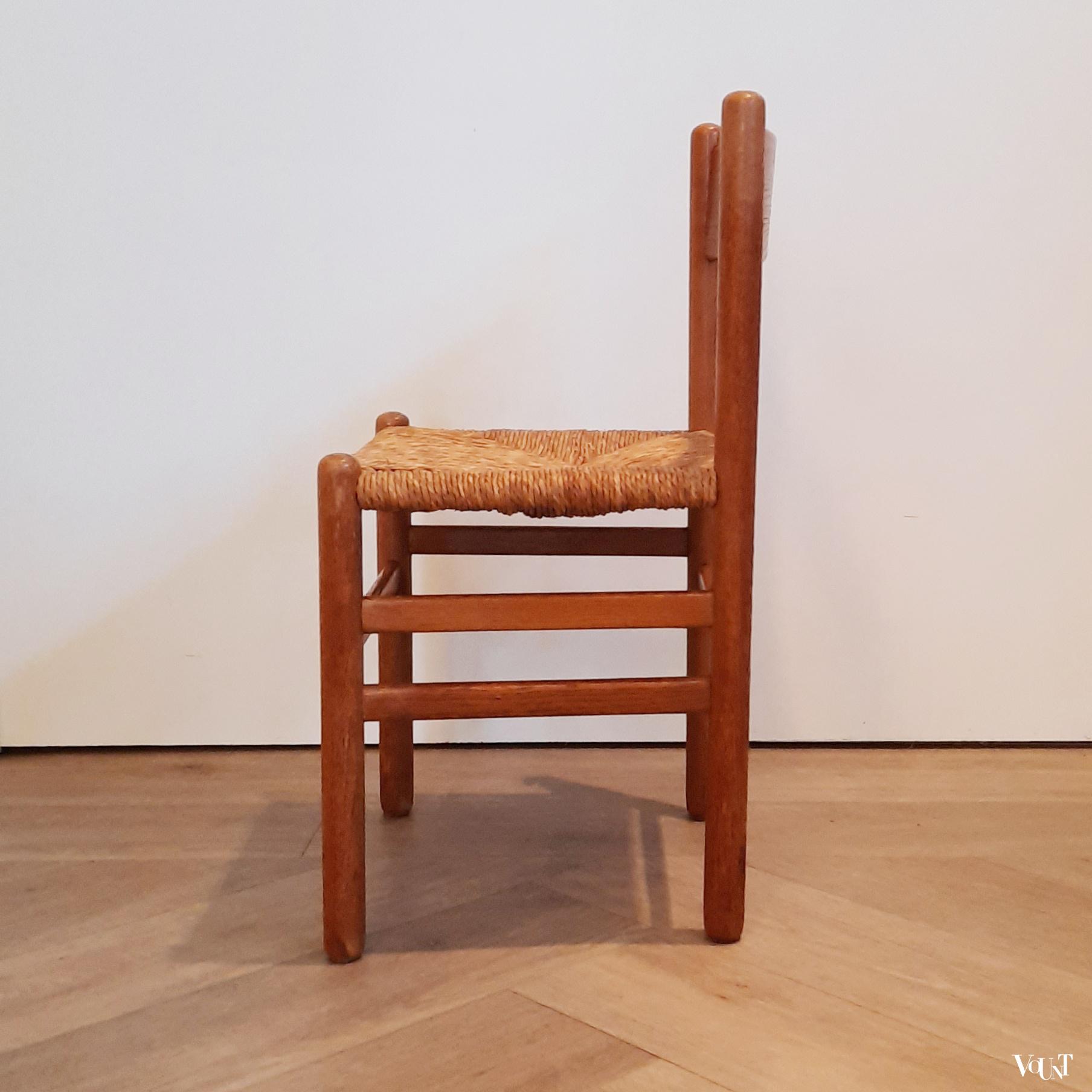 Set van 2 eettafelstoelen met biezen zitting, J.W. van Heuvel voor Ad Vorm, jaren '60