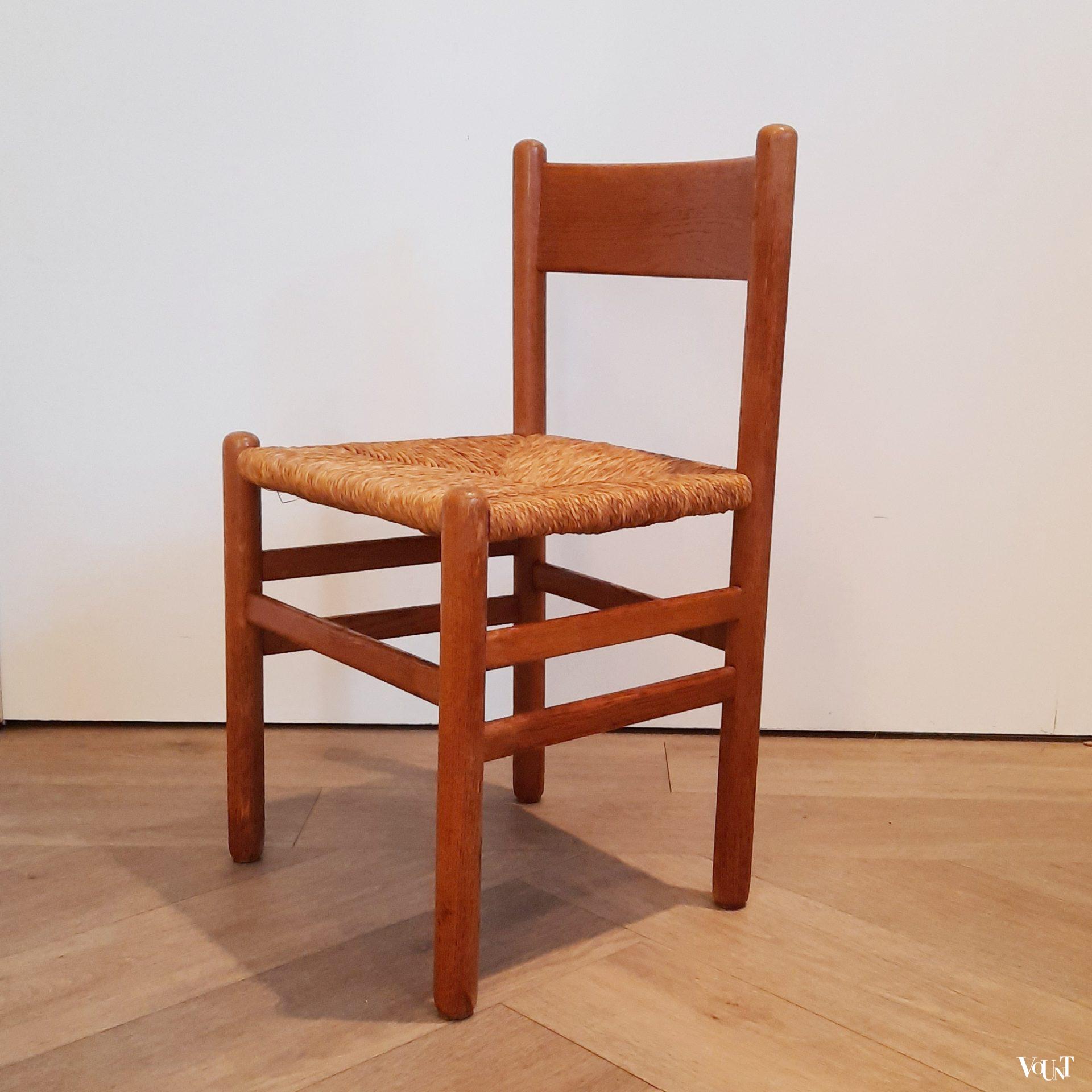 Set van 2 eettafelstoelen met biezen zitting, J.W. van Heuvel voor Ad Vorm, jaren '60