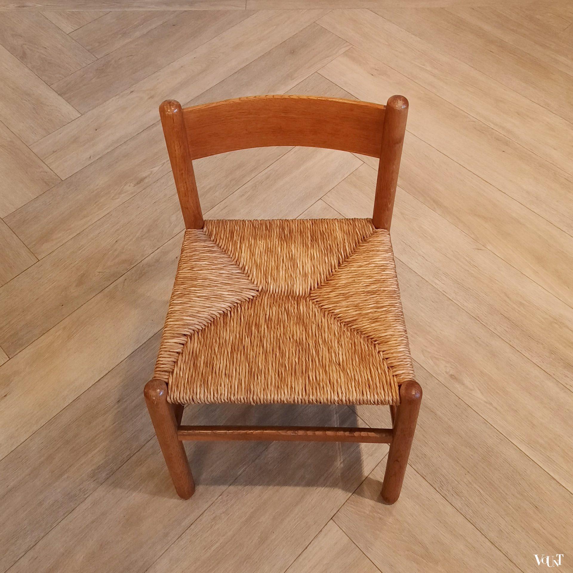 Set van 2 eettafelstoelen met biezen zitting, J.W. van Heuvel voor Ad Vorm, jaren '60