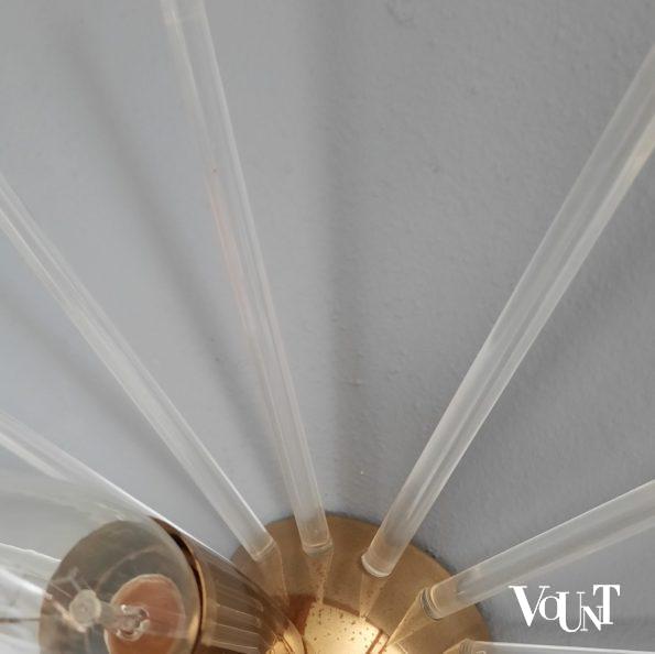 Spoetnik plafond- of wandlamp messing en kunststof, jaren '70