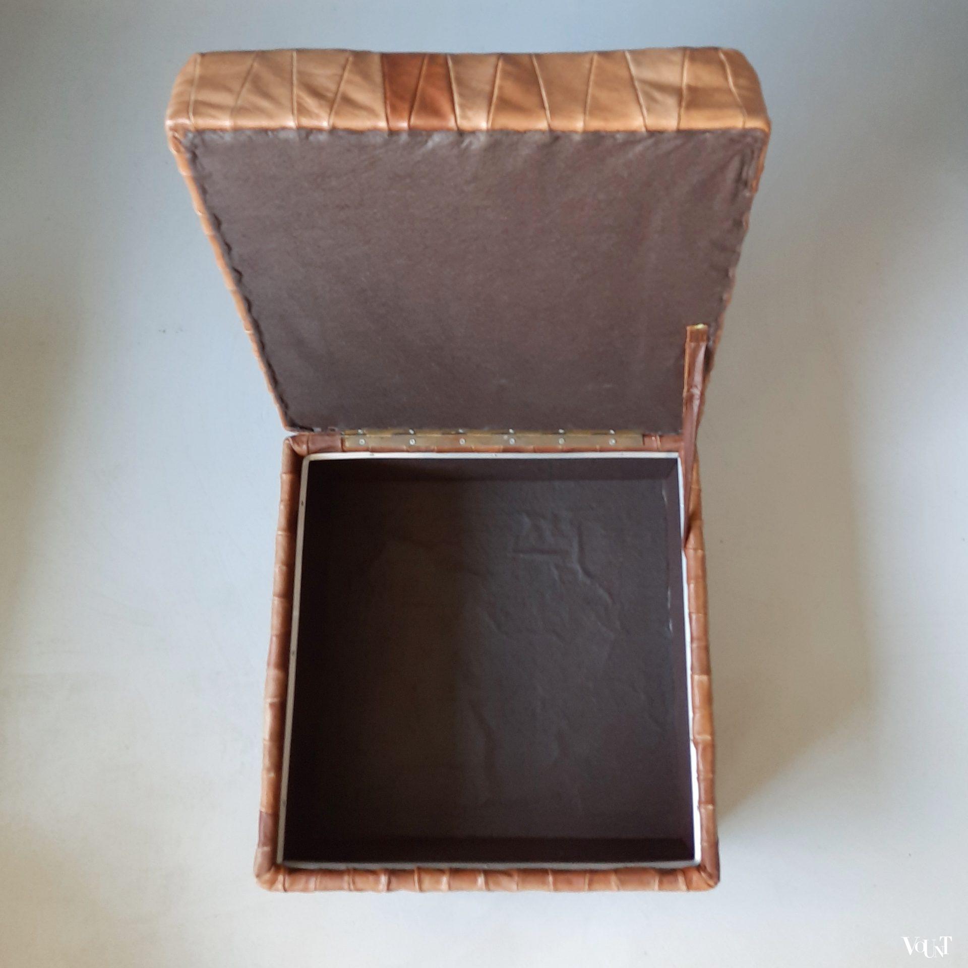 Leren patchwork poef of voetenbank, jaren '70