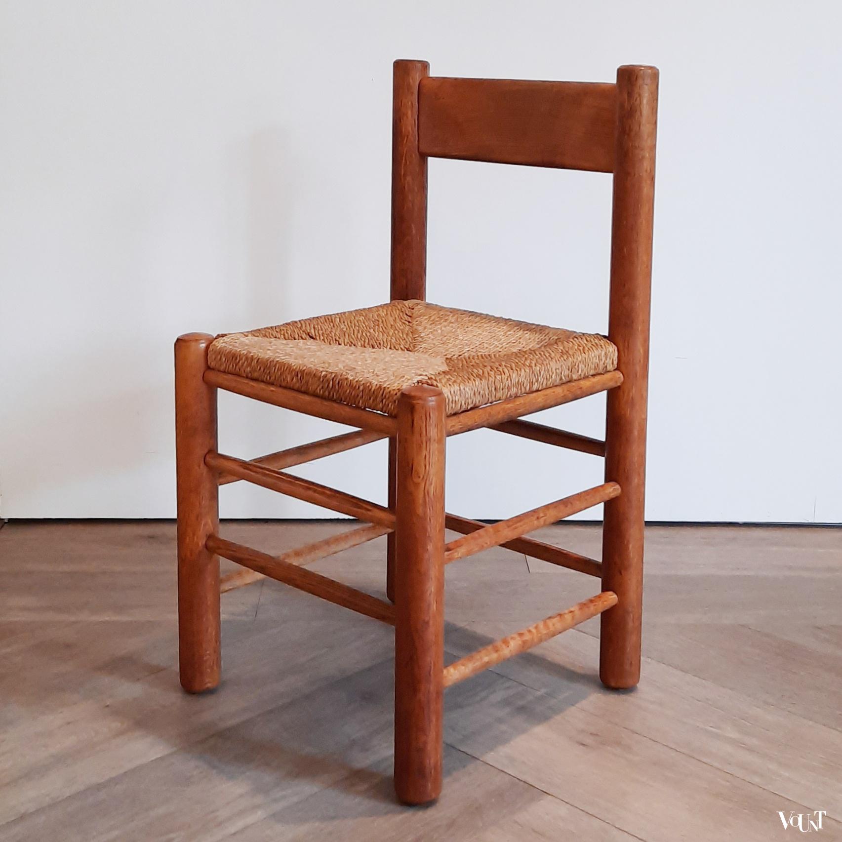 Set van 4 houten stoelen met zitting van touw, jaren '50/'60