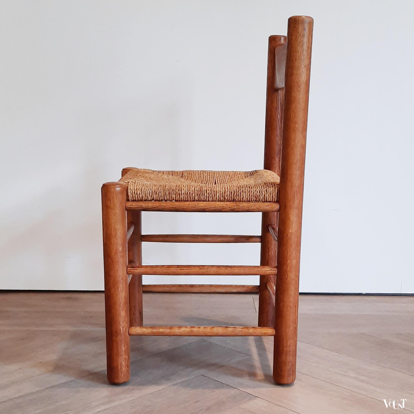 Set van 4 houten stoelen met zitting van touw, jaren '50/'60