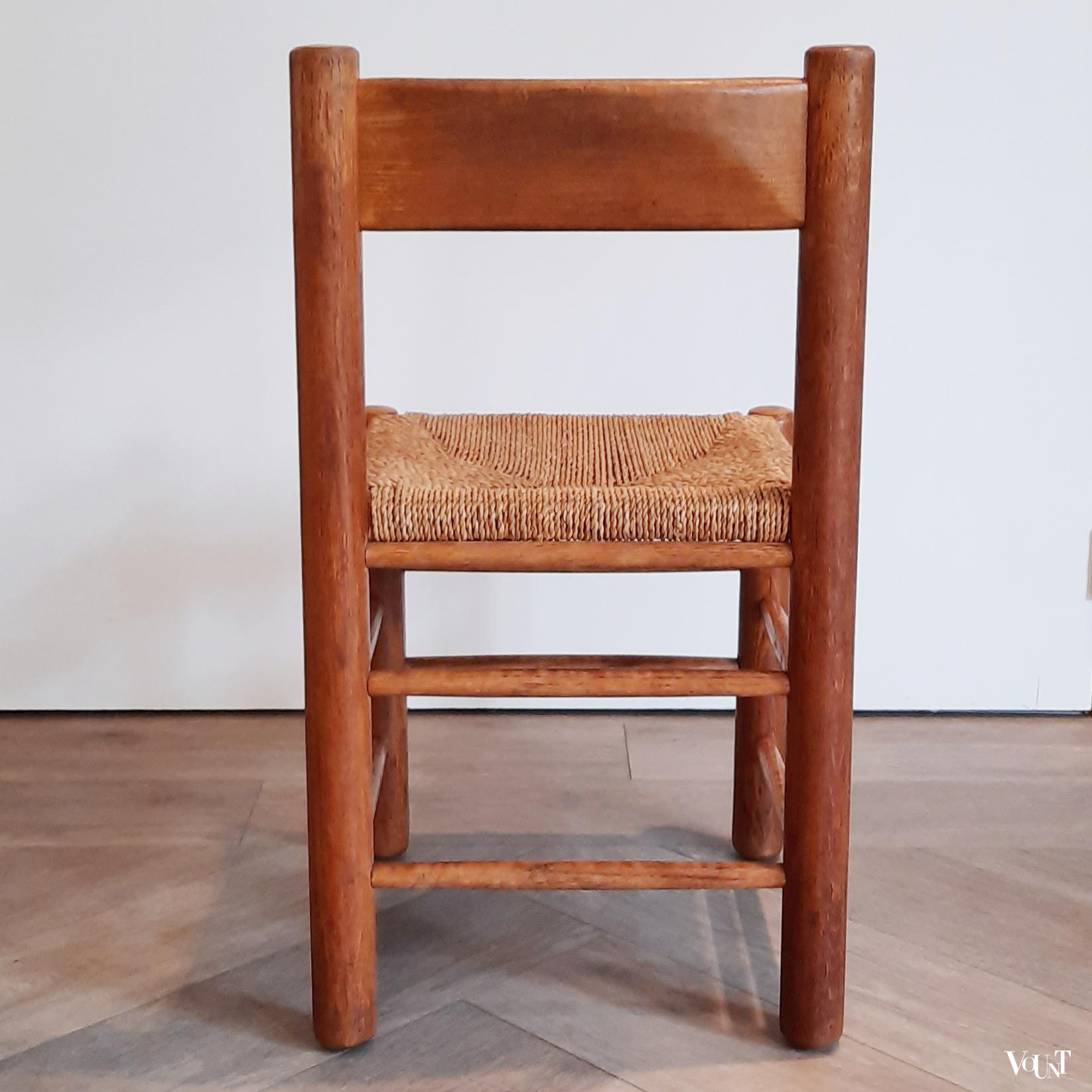 Set van 4 houten stoelen met zitting van touw, jaren '50/'60