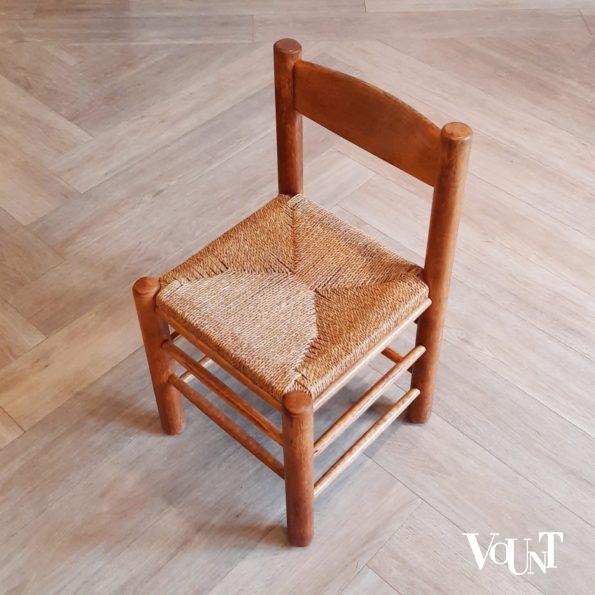 Set van 4 houten stoelen met zitting van touw, jaren '50/'60