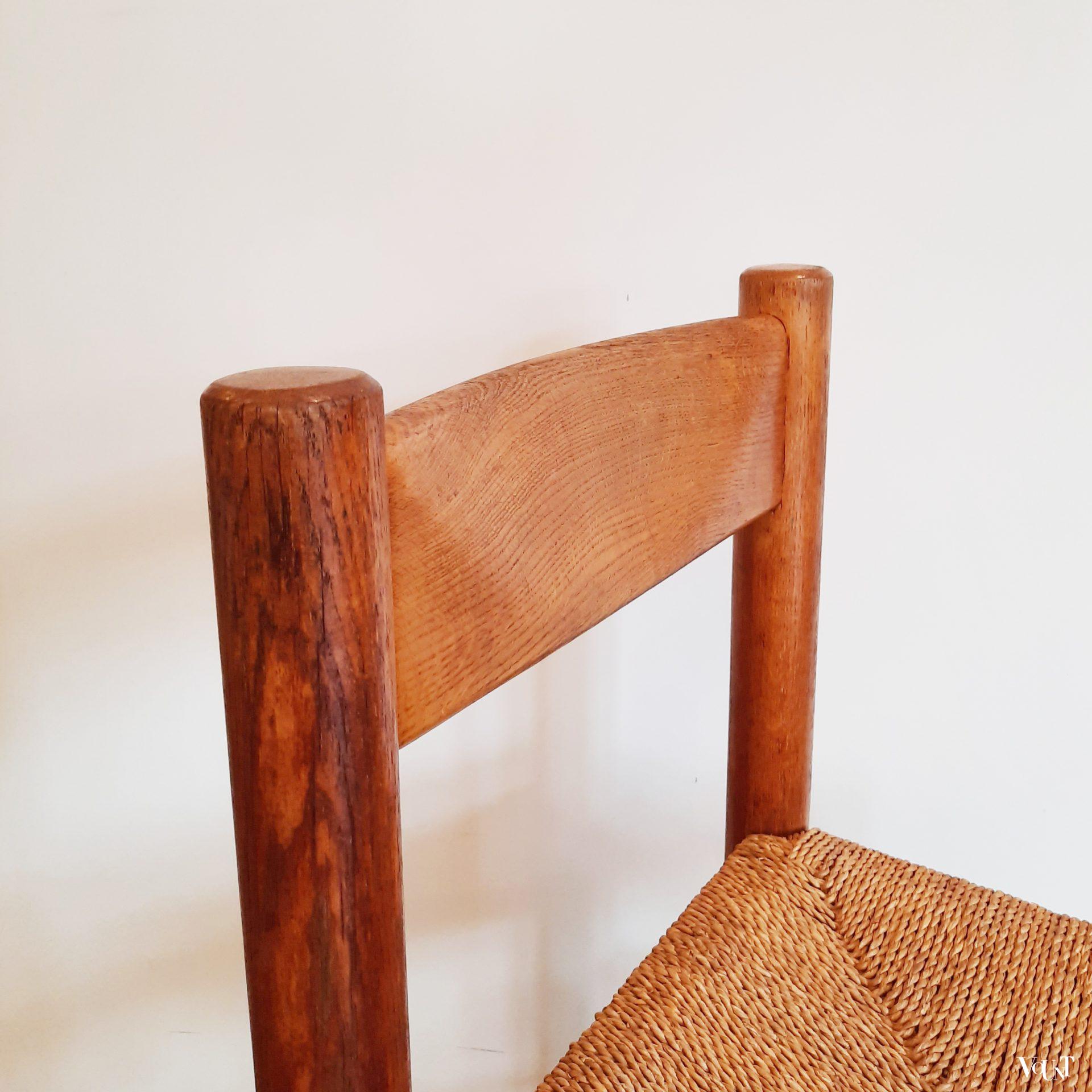 Set van 4 houten stoelen met zitting van touw, jaren '50/'60