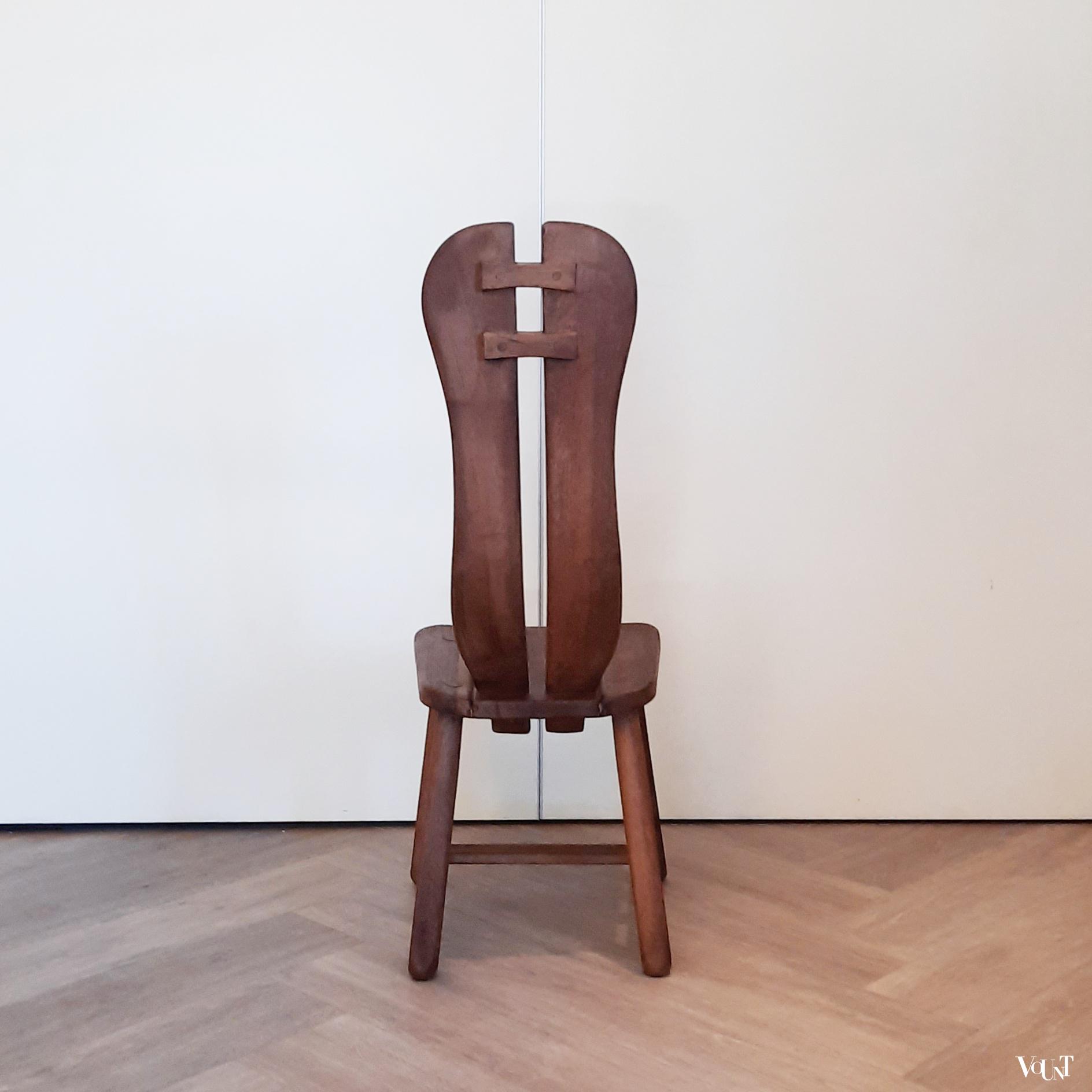 Set van 4 brutalist stoelen met hoge rugleuning, jaren '60