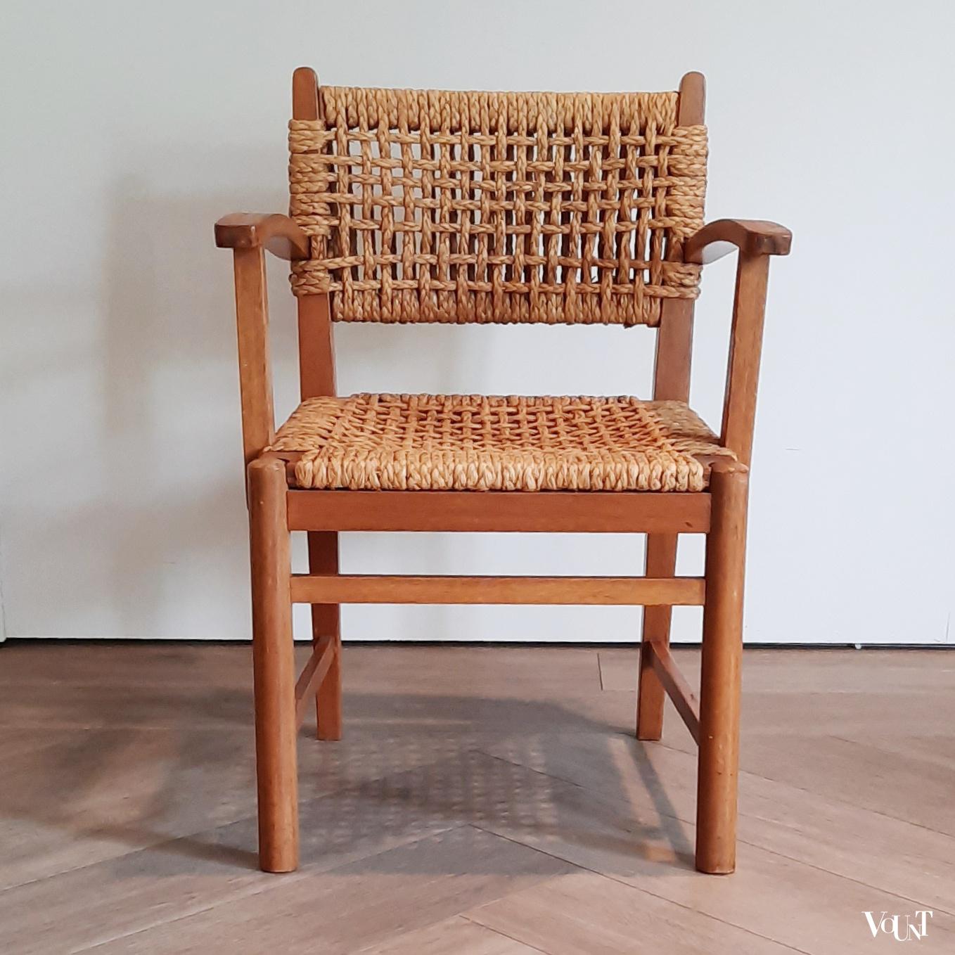 Thonet stoel hout en touw, ca. 1950