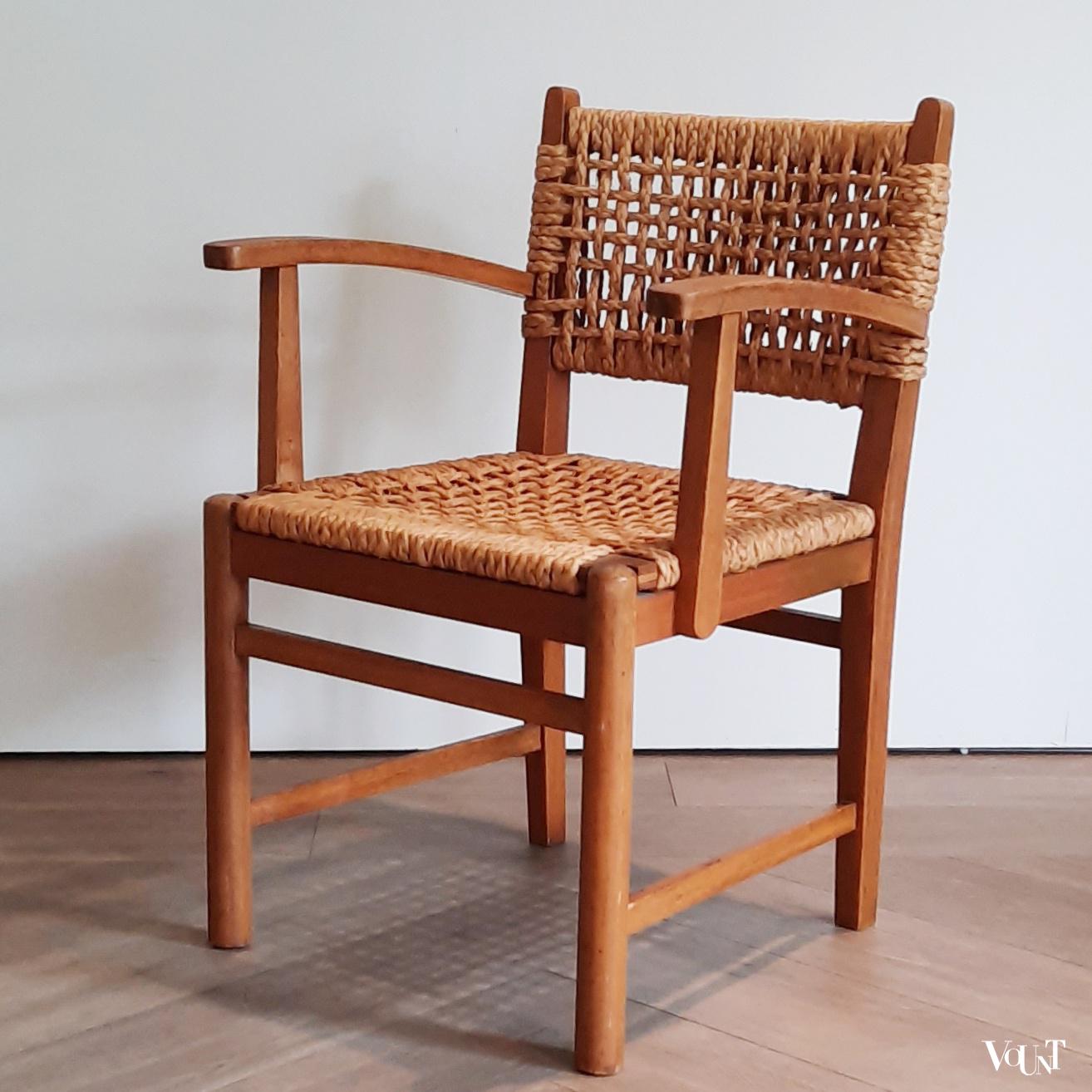 Thonet stoel hout en touw, ca. 1950