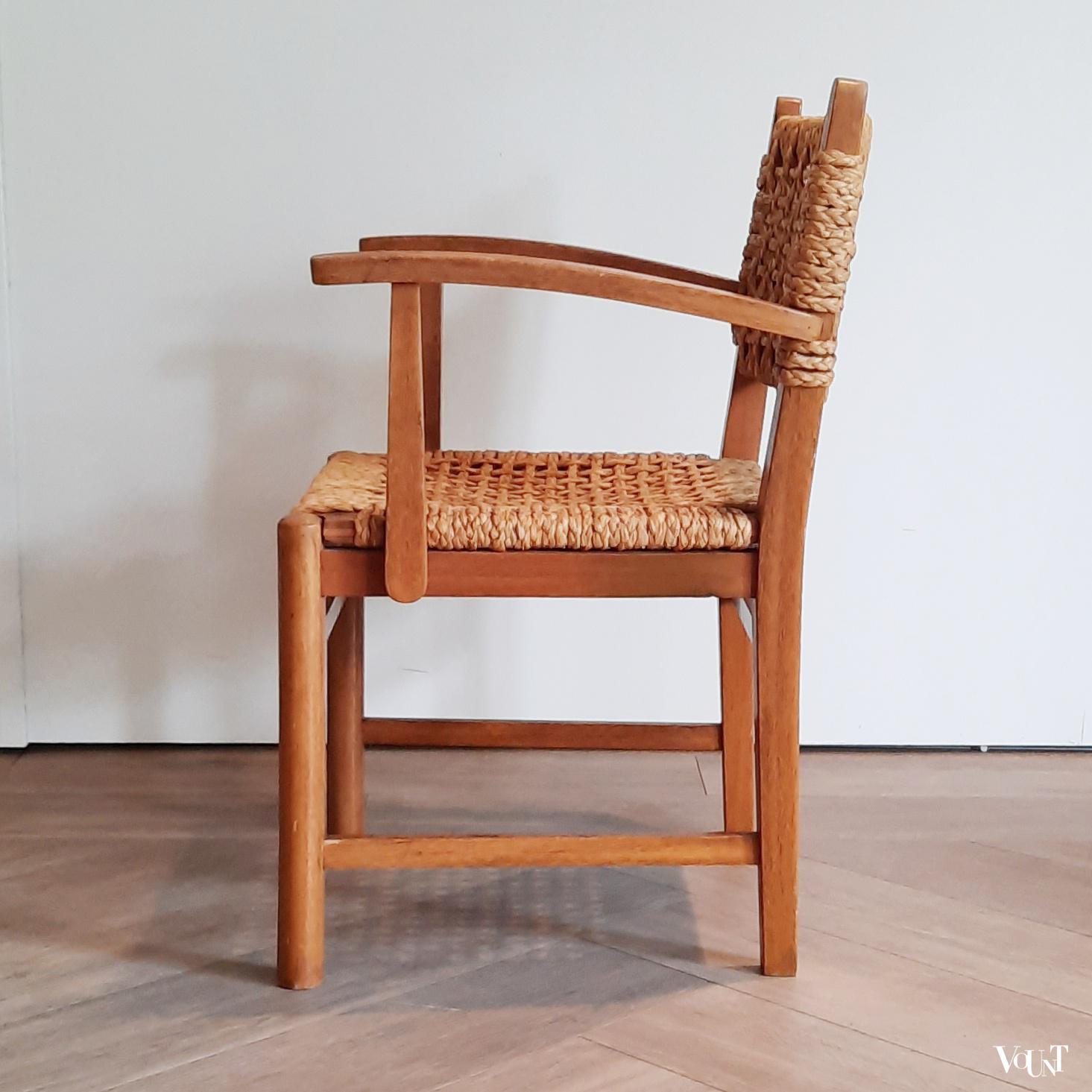 Thonet stoel hout en touw, ca. 1950