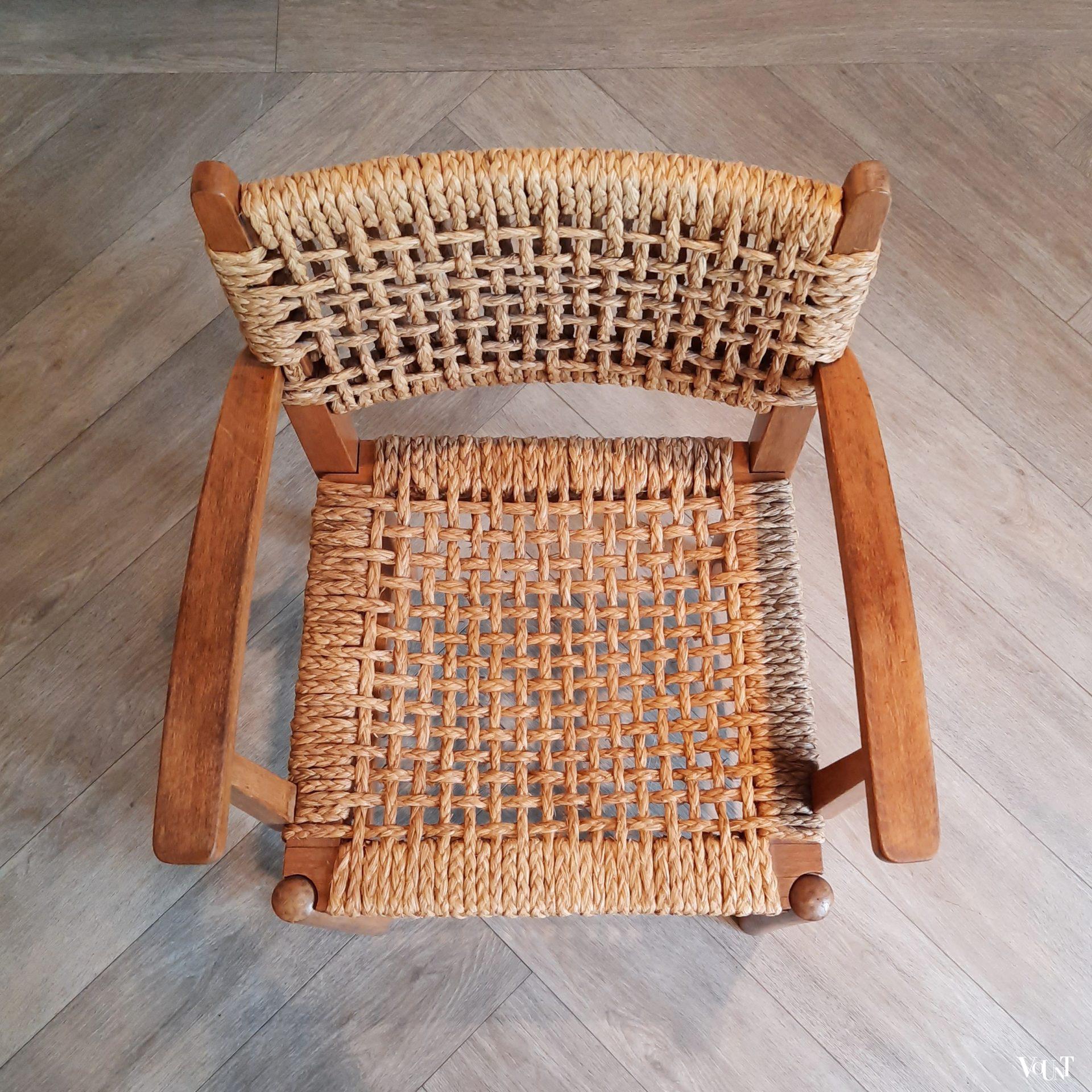 Thonet stoel hout en touw, ca. 1950