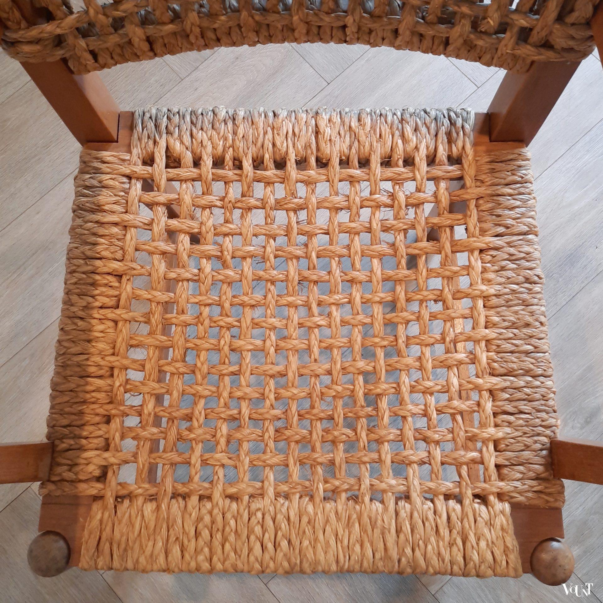 Thonet stoel hout en touw, ca. 1950