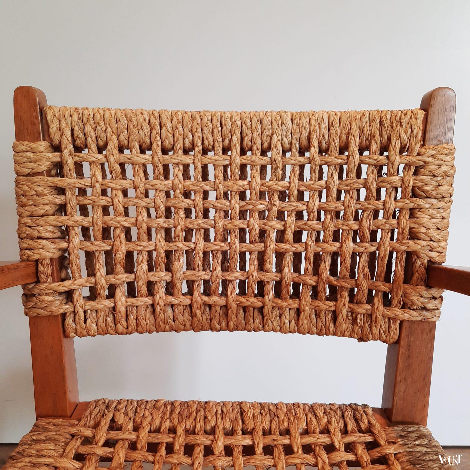 Thonet stoel hout en touw, ca. 1950
