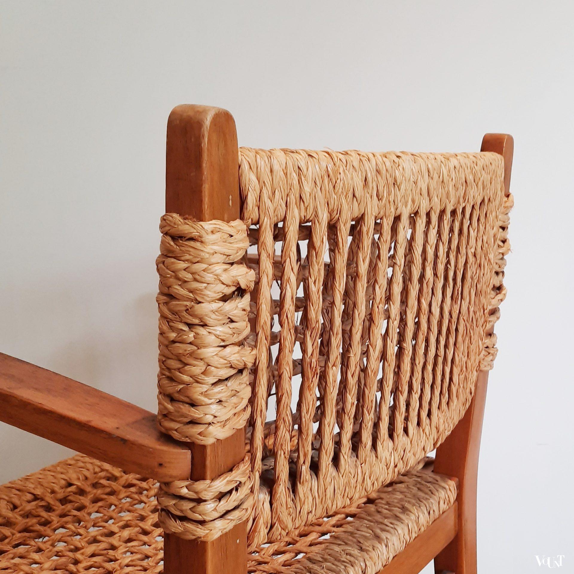 Thonet stoel hout en touw, ca. 1950