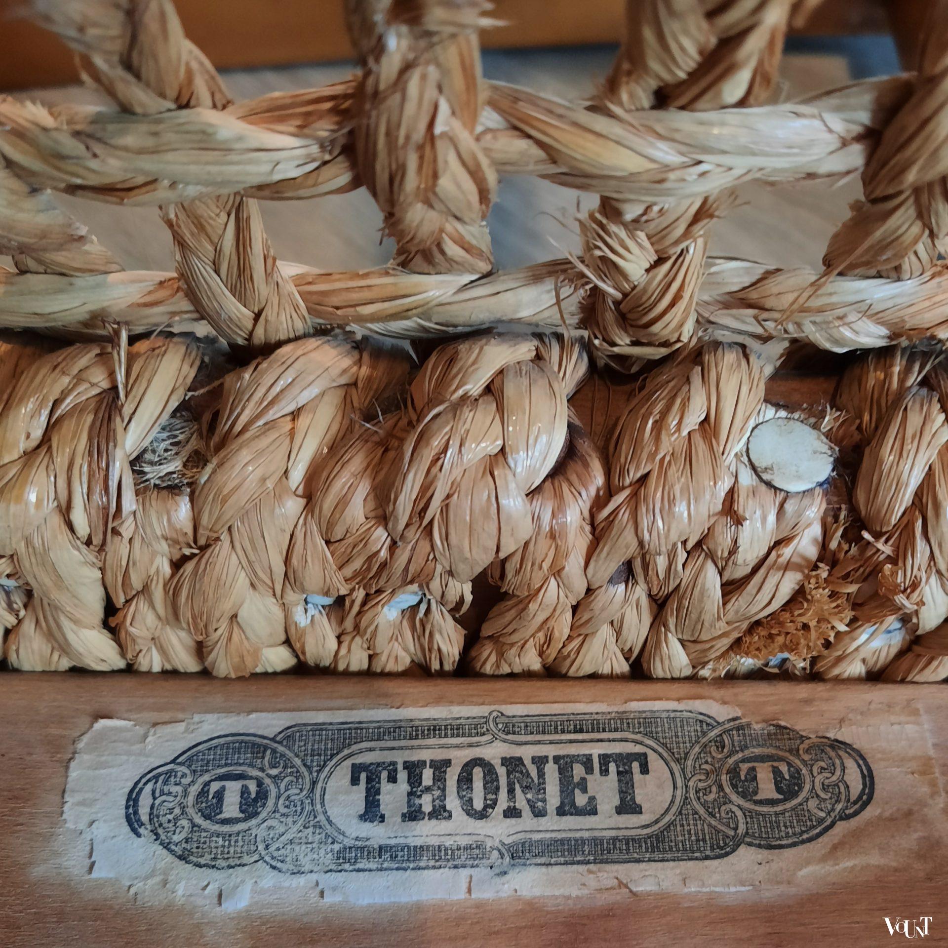 Thonet stoel hout en touw, ca. 1950