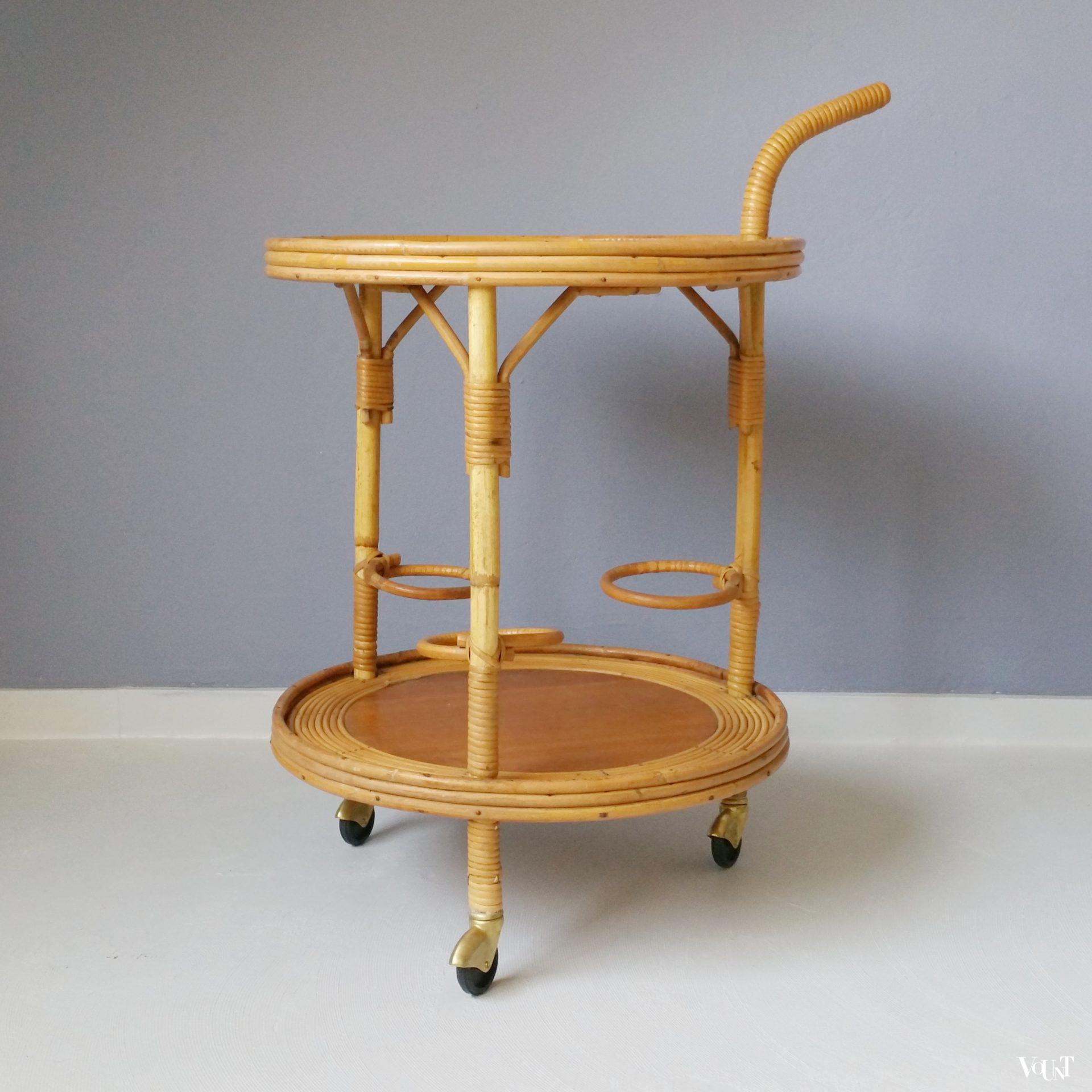 Ronde rotan trolley, Frankrijk, jaren '60