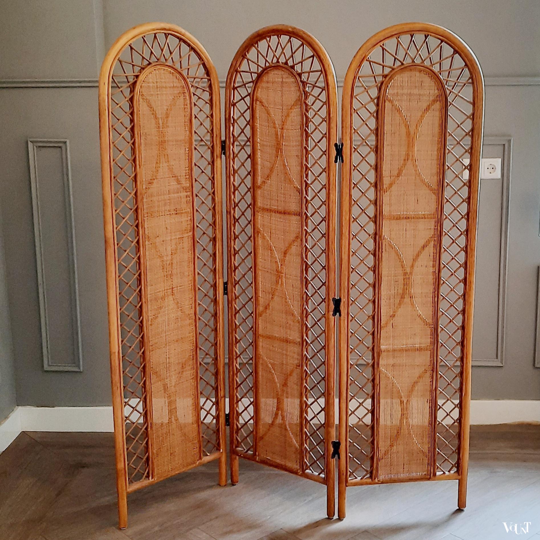 Rotan drieslags kamerscherm, jaren '70
