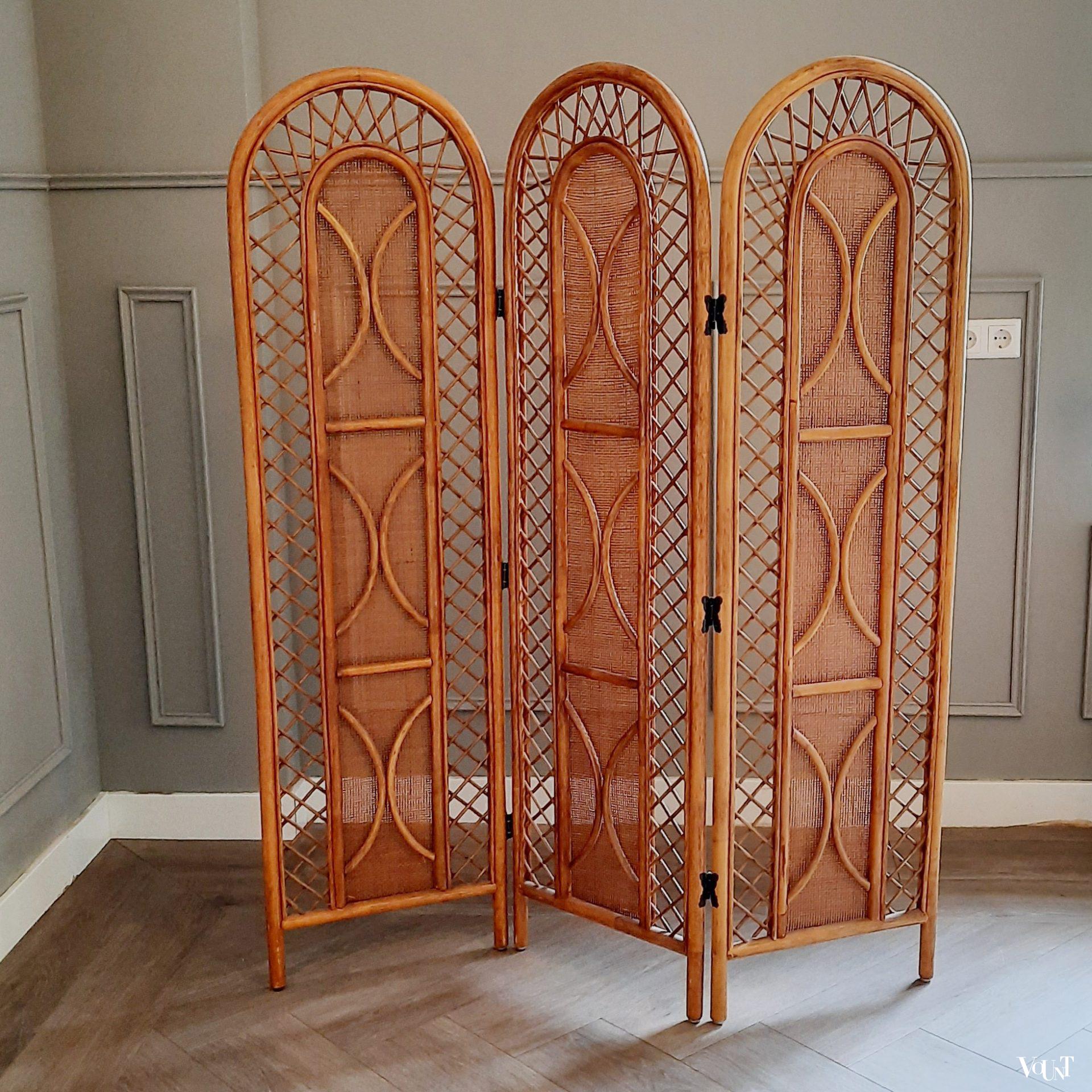 Rotan drieslags kamerscherm, jaren '70