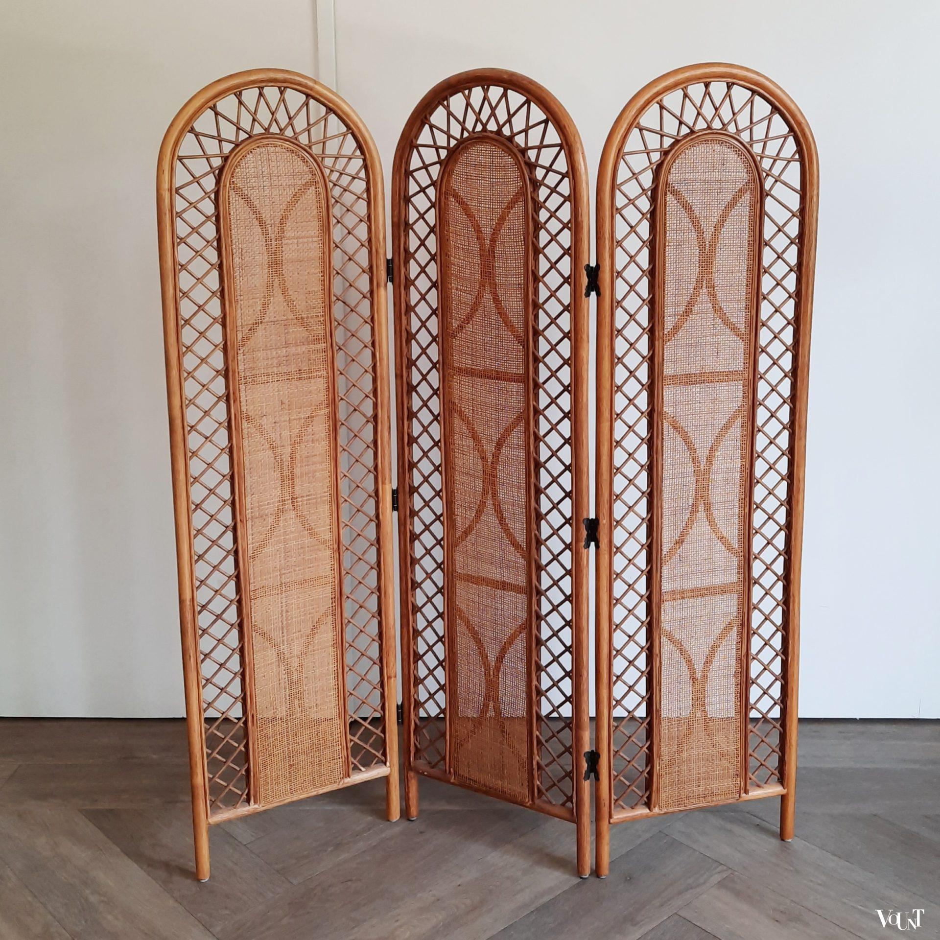 Rotan drieslags kamerscherm, jaren '70