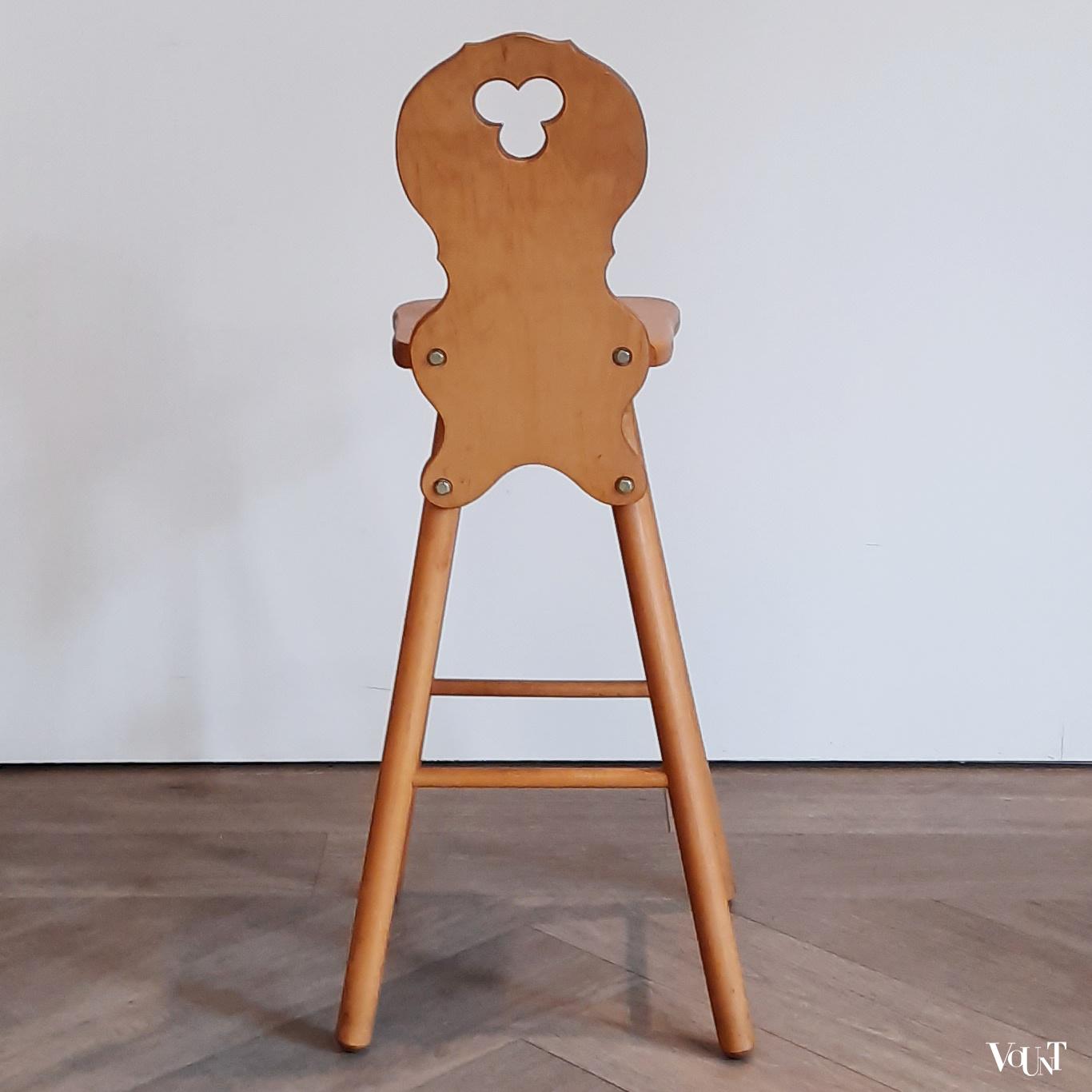 Set van 3 vintage beukenhouten barkrukken in Tiroler stijl