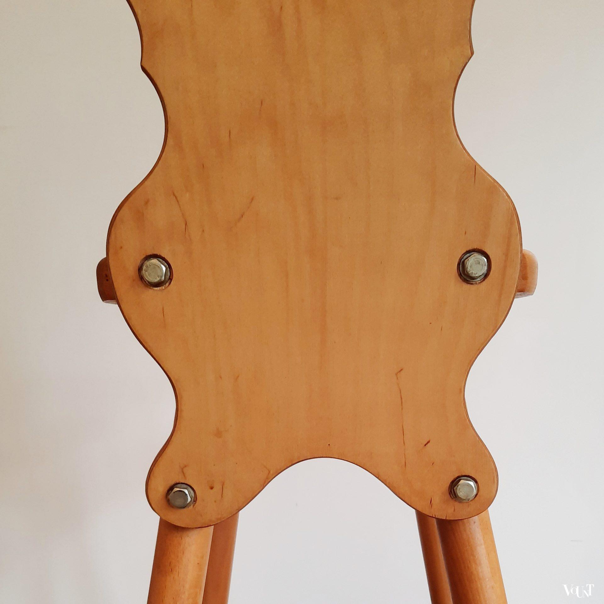 Set van 3 vintage beukenhouten barkrukken in Tiroler stijl