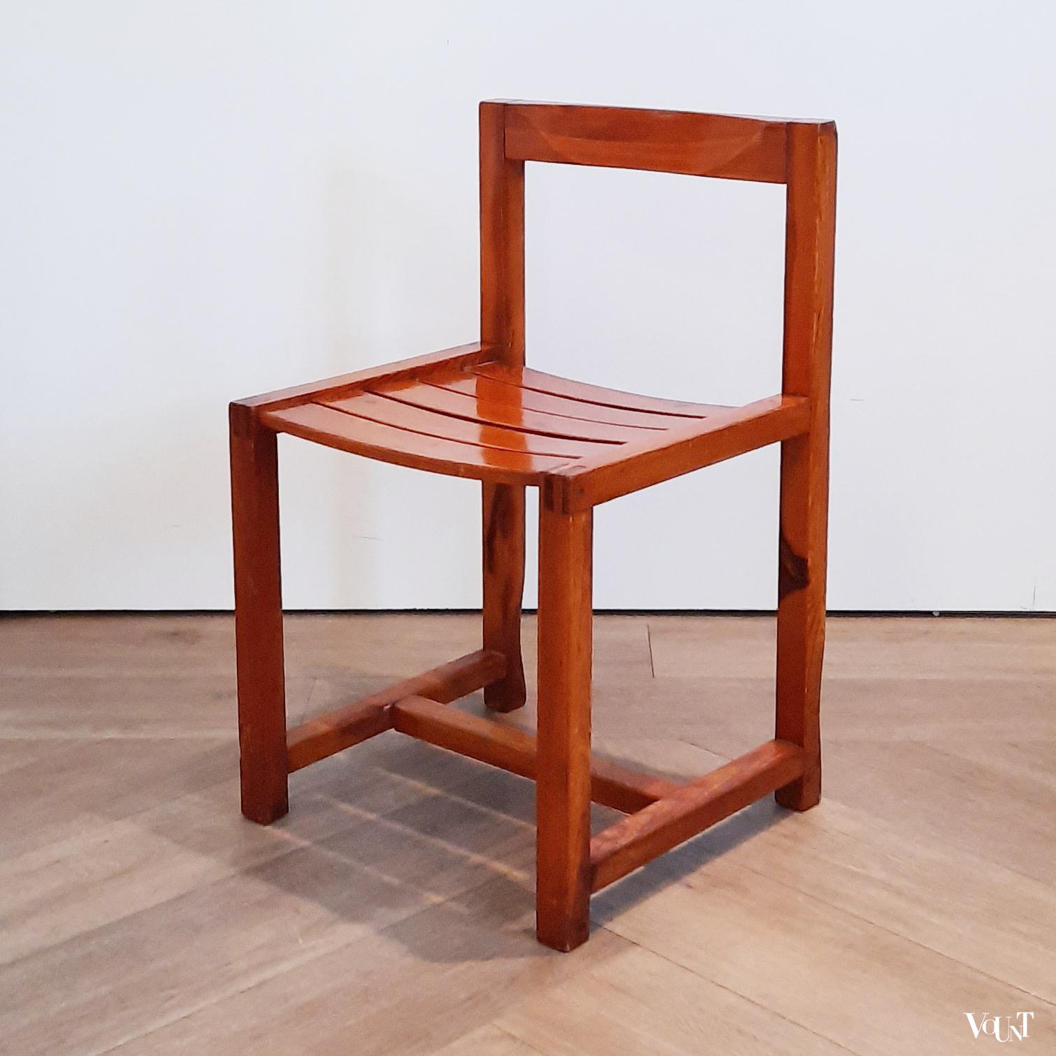 Set van 4 grenen eetkamerstoelen, jaren '70