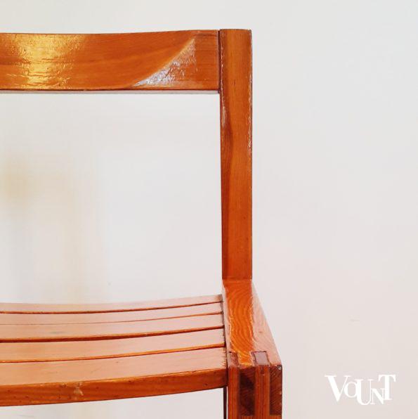 Set van 4 grenen eetkamerstoelen, jaren '70