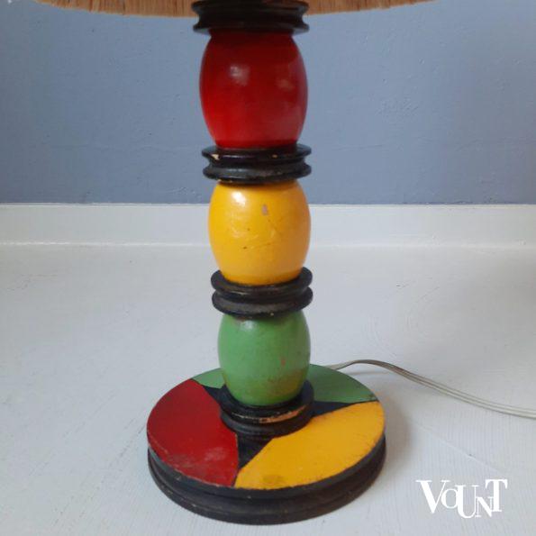 Modernistisch Frans tafellampje met raffia-kap, jaren '50